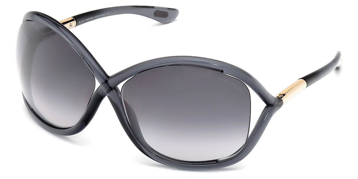 New Tom Ford Women Geometric Sunglasses FT0009 0B5 Shiny Dark Gray / Smoke 64mm