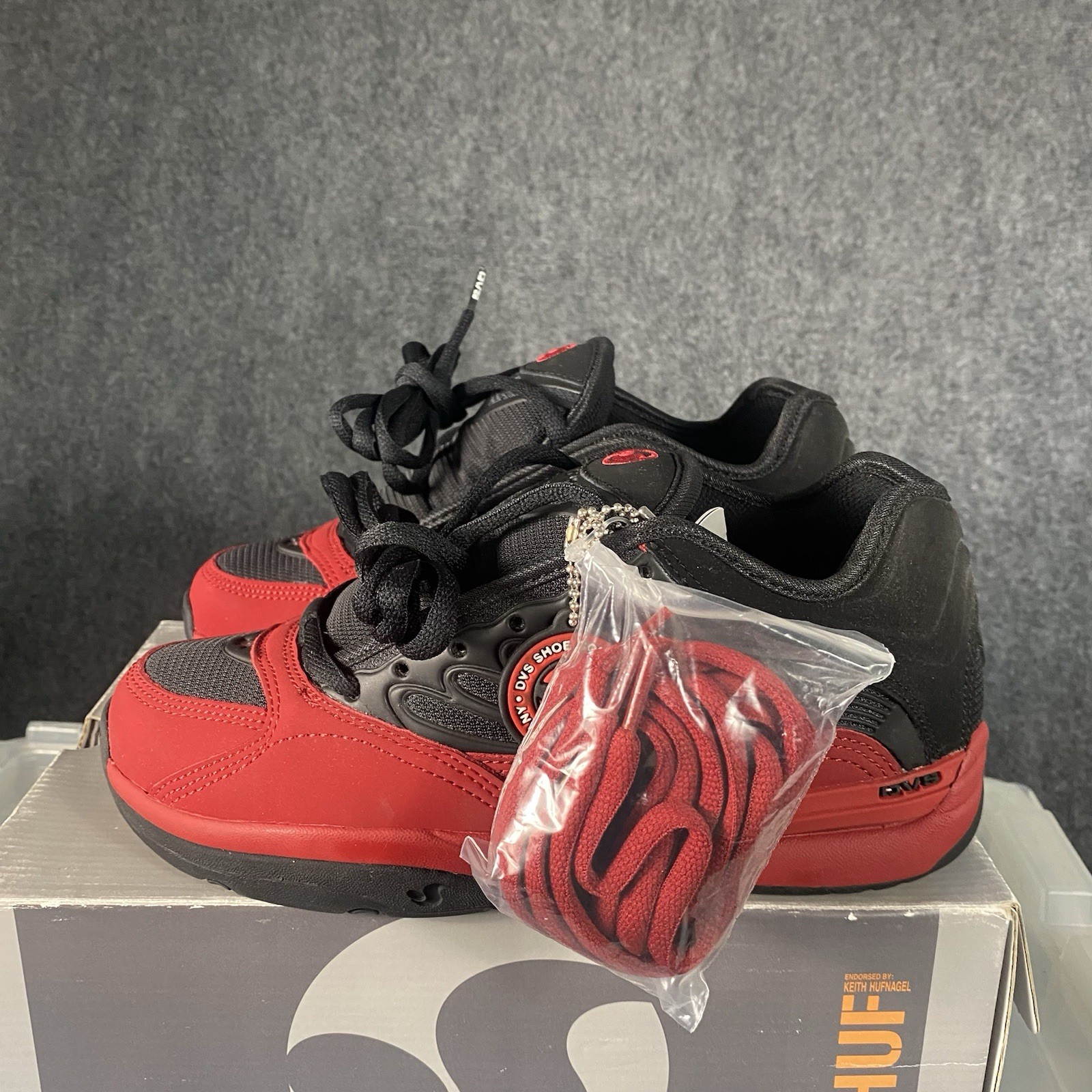 Vintage DVS HUF Skate Shoes Mens Size 6 Black Red Puffy Sneakers 2000s Keith