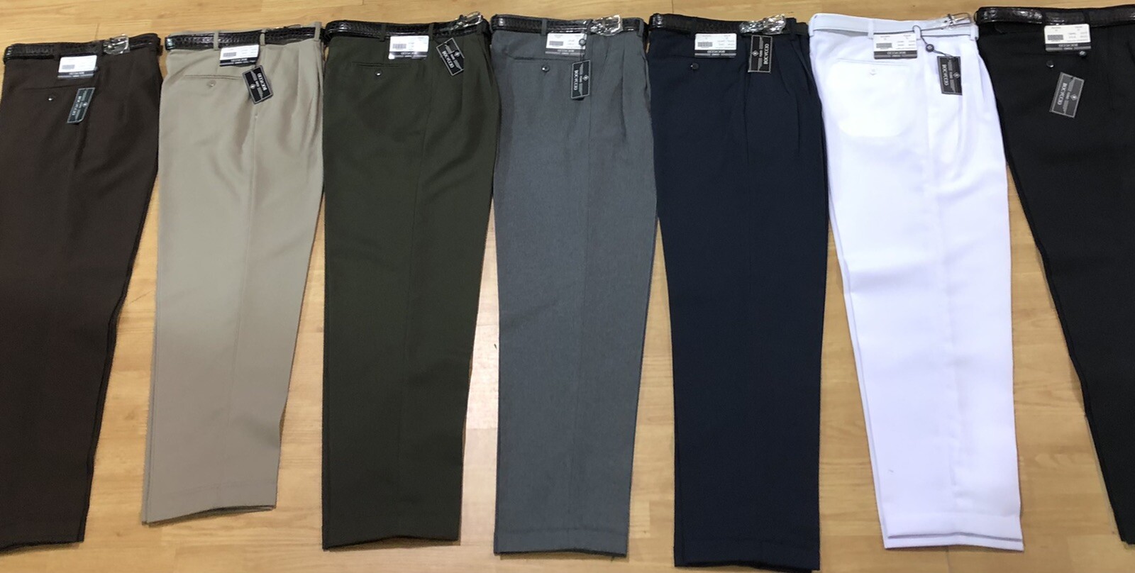 MEN’S PLEATED DRESS PANTS SLACKS TROUSERS BELTED CUFFED BOTTOMS SIZES 28 to 70
