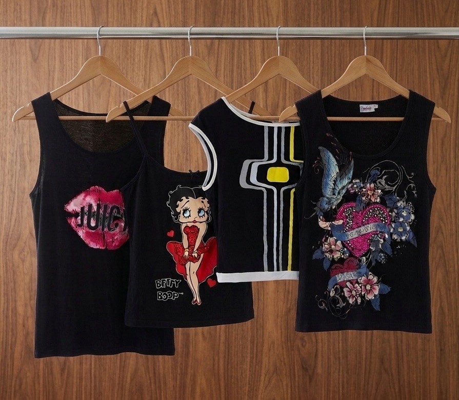 00s Vintage Y2K Goth Tank Top Lot 4Pc Juicy Couture Betty Boop Lunachix Usa Vibe