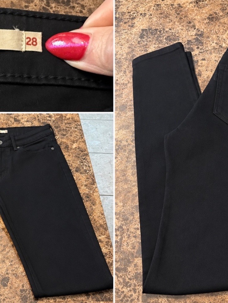 🖤Levi’s Women’s Black Denim 711 Skinny Jeans, Solid 5-Pocket Regular Size 28