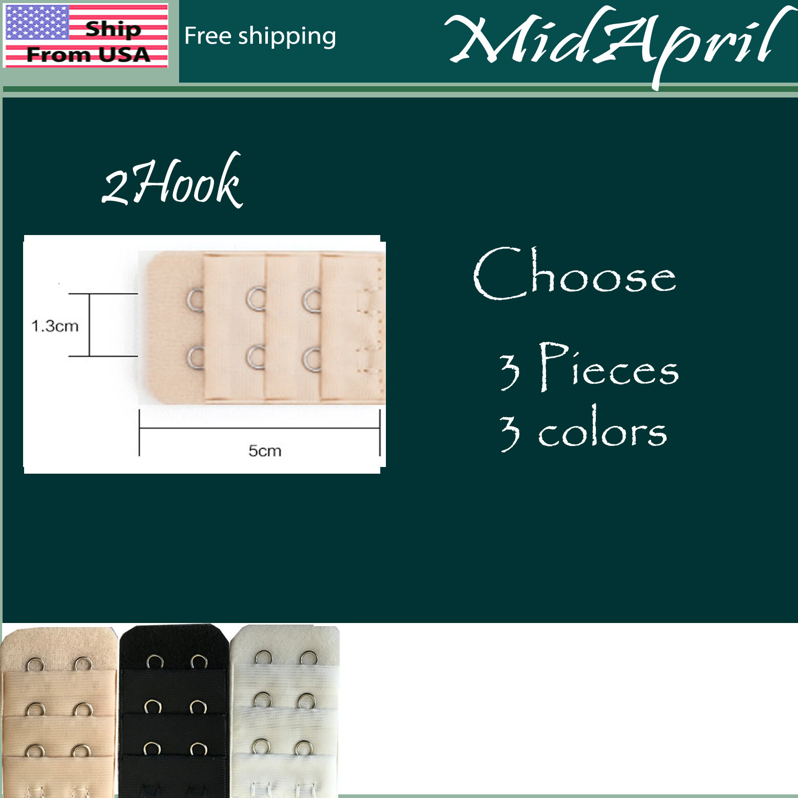3 pieces Bra Extenders 2 3 4 Hook Black White Beige Extension us seller