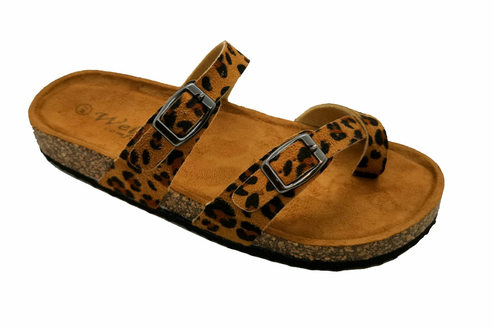 Women’s Slide Buckle T-Strap Cork Platform Flip Flop Shoes Sandals