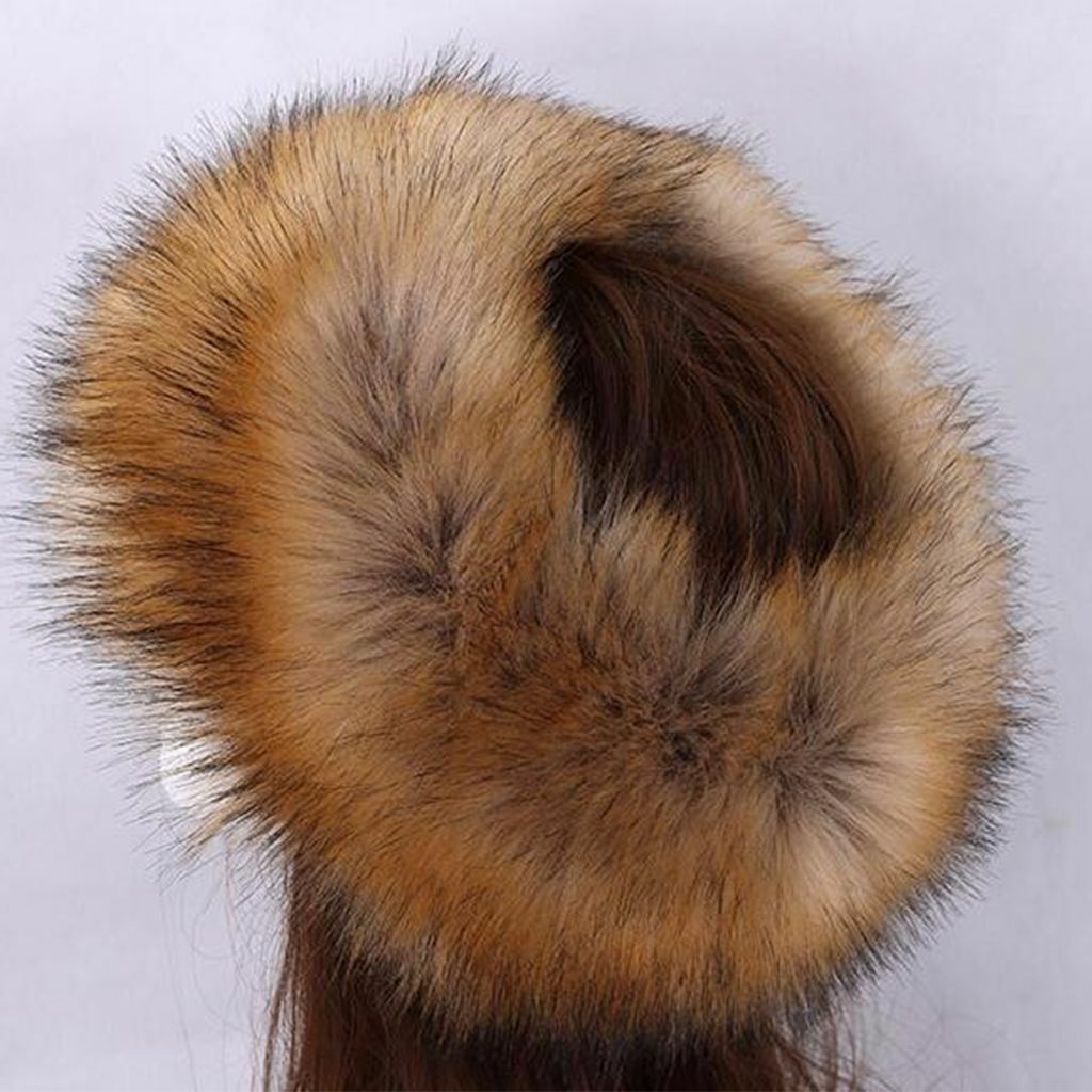 Women Russian Faux Fox Fur Hat Headband Fluffy Winter Earwarmer Ski Outdoor Cap