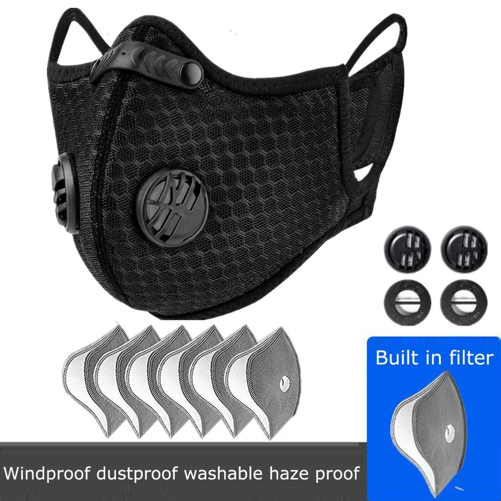 Half Face Cover Respirator Dust Mask Anti Air Pollution Reusable With Filters