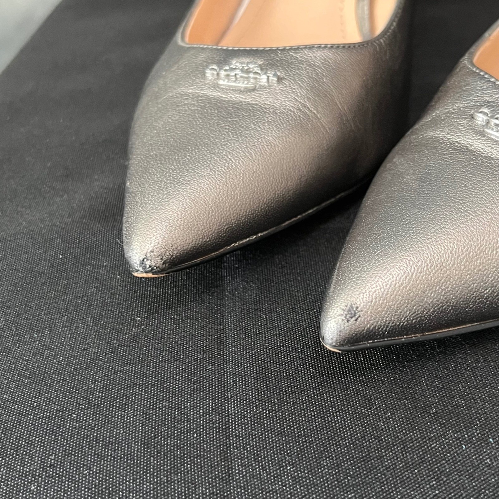 Coach Waverly Gunmetal Metallic Leather Pointed Toe Pumps G4585 Womens 8.5B
