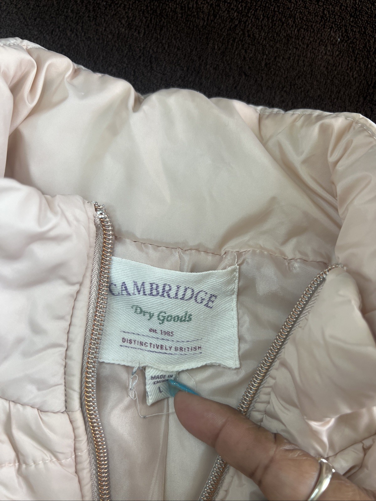 Cambridge Dry Goods Quilted Vest Large Women’s Rose Gold Zipper Pockets