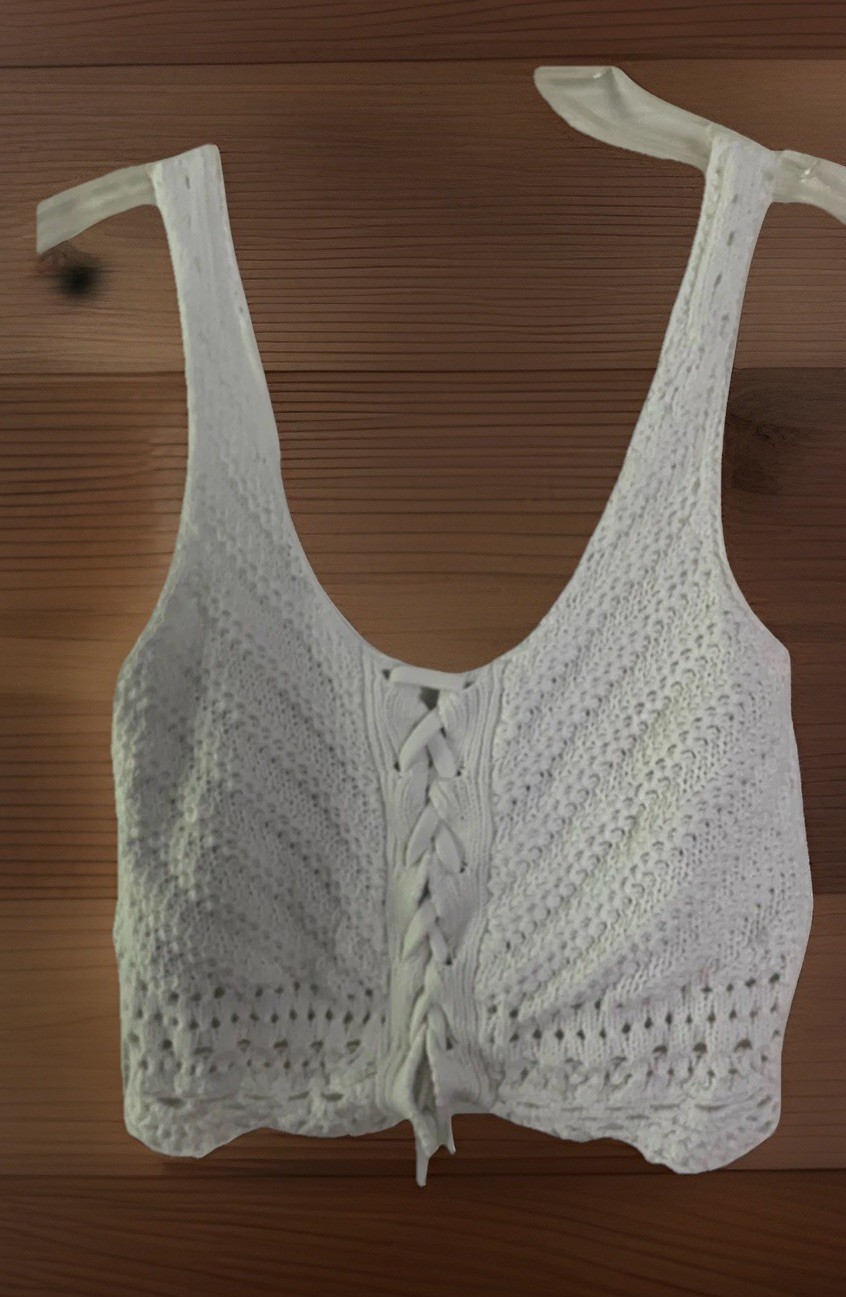 Hollister Crochet Crop Shirt Top Small S Boho Cottage Core Y2K Lace Up White