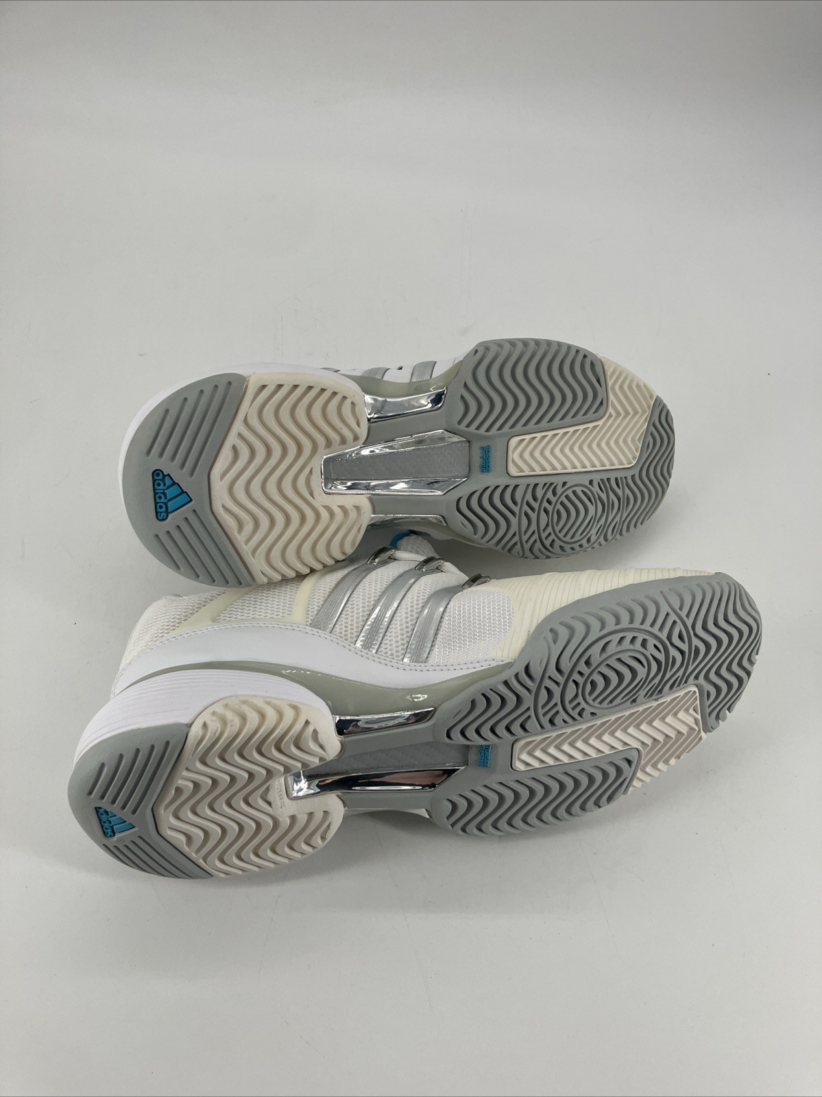 Womens Size 9.5 Adidas Barricade V Classic Tennis Shoes White Blue Ships Fast