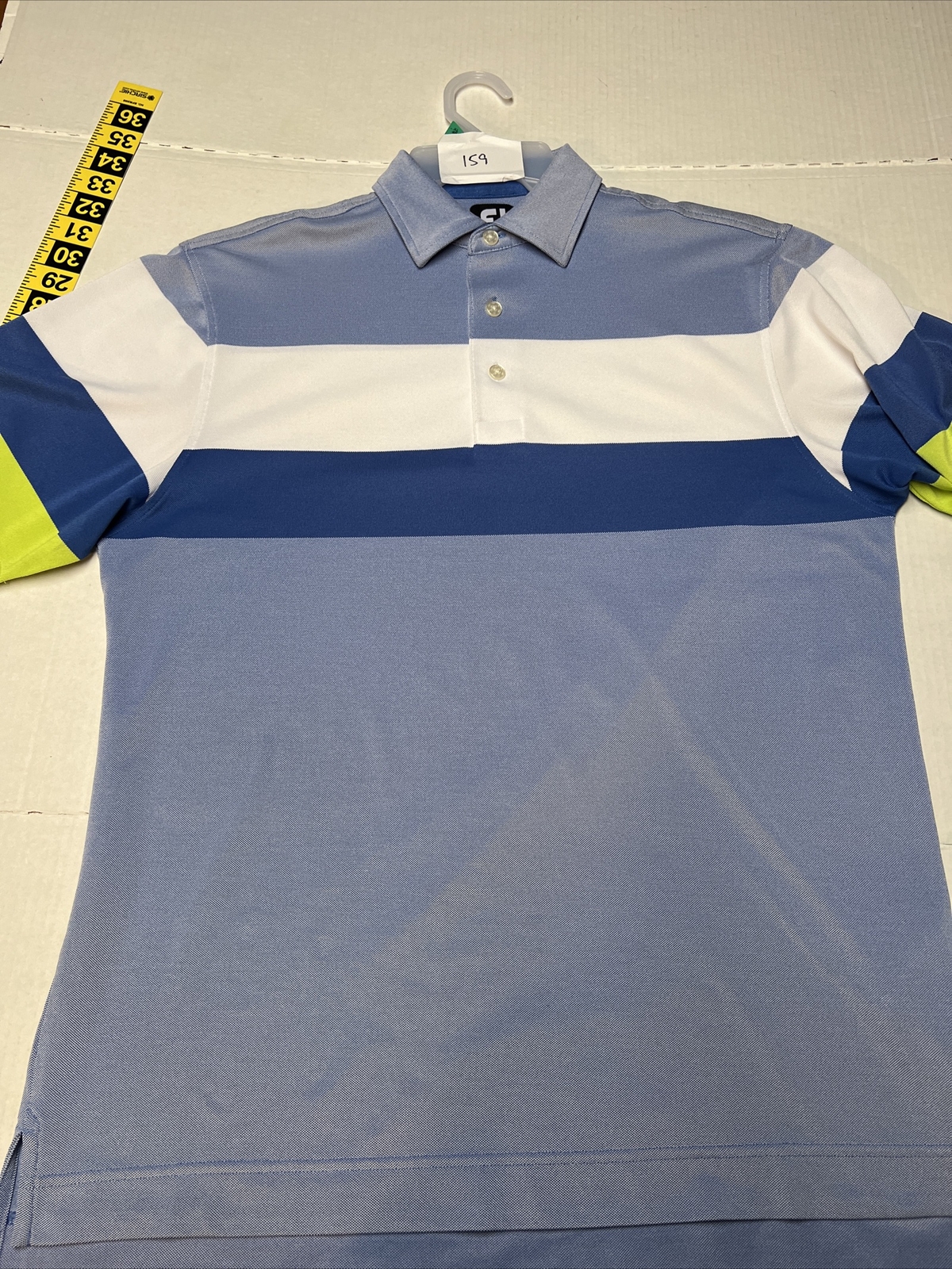 Footjoy Golf Polo Shirt Men’s Medium Striped Colorblock Greystone Course Preppy