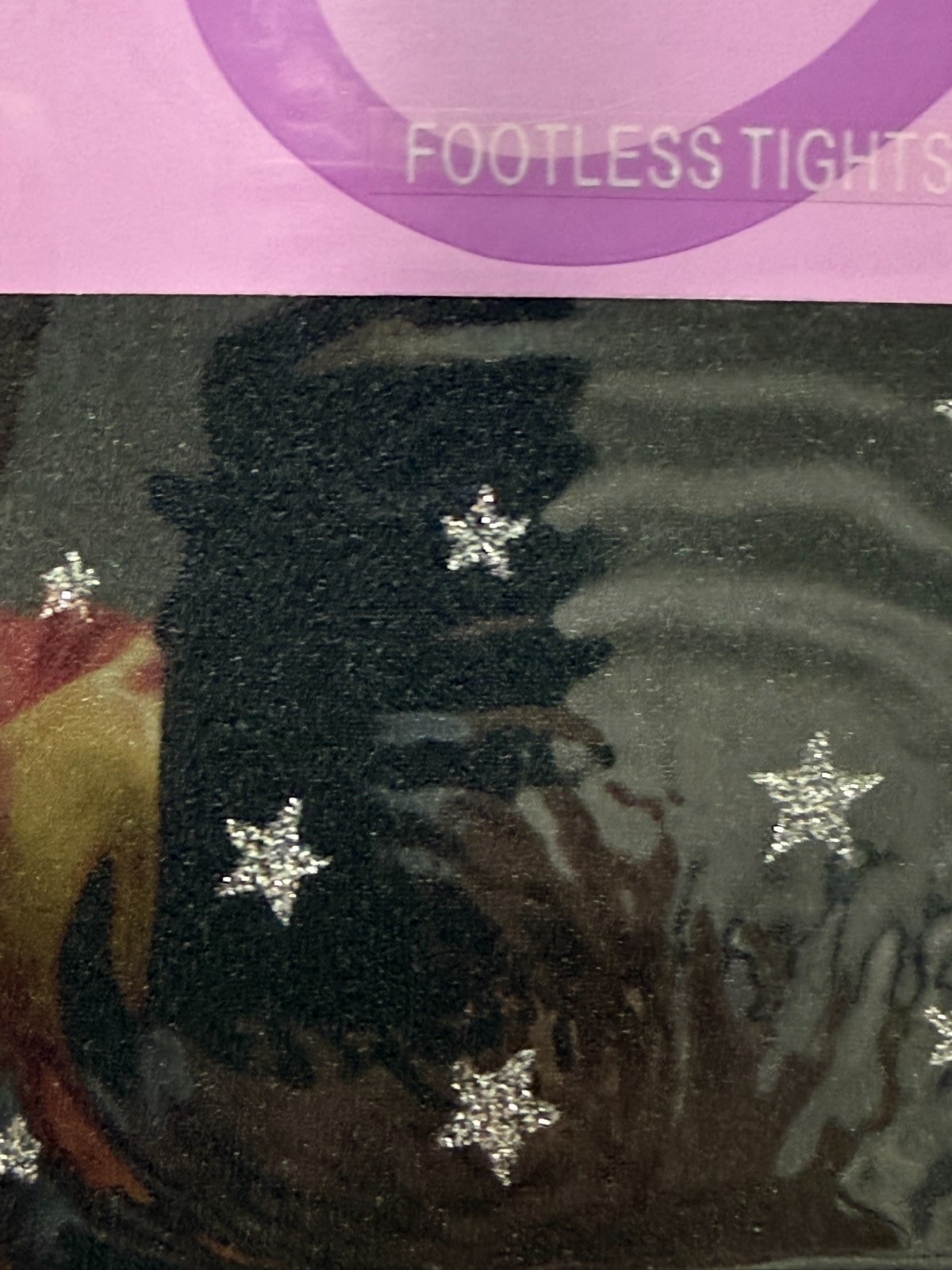 Claires Footless Tights Black Silver Glitter Stars Womens Size M L New