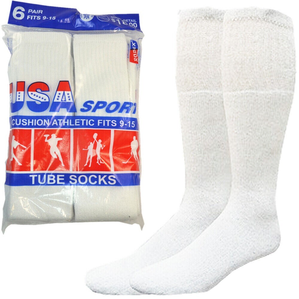 12 Paris Mens White Cotton Athletic Sports Tube Socks 26″ Size 10-15