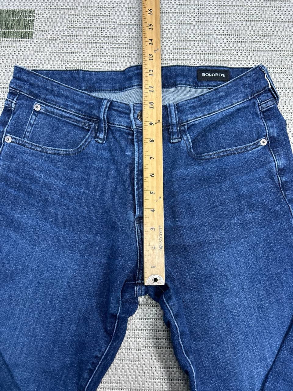 Bonobos Jeans Mens 32 Blue Denim Slim Fit Logo Cotton Stretch Mid Rise 30×29