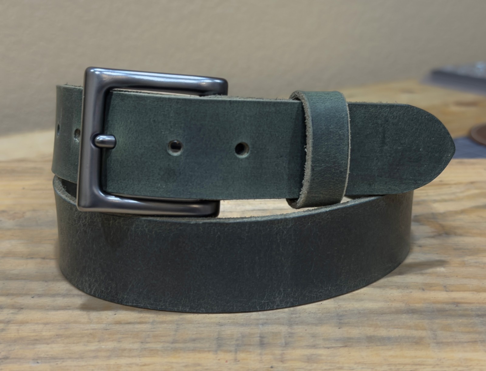 Full Grain Buffalo Leather Belt Men’s 1.5″ Wide Handmade USA Casual Rugged Belts