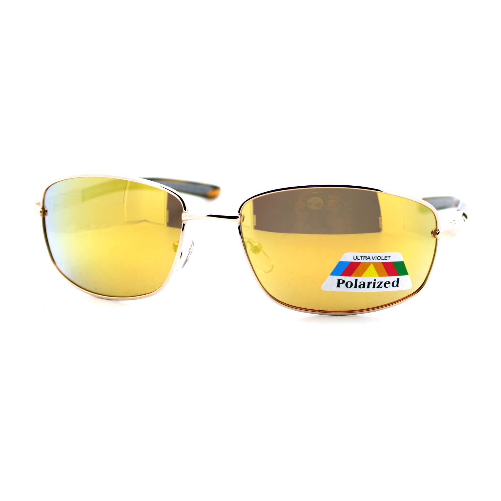 Mens Polarized Lens Sunglasses Oval Rectangle Metal Frame Spring Hinge