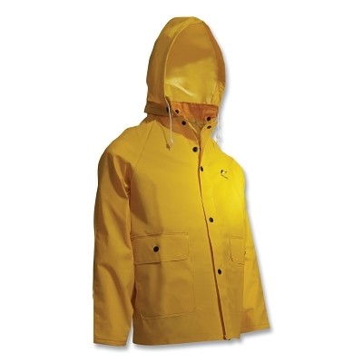 Sitex Rain Jacket, Detachable Hood, 0.35 mm Thick, PVC/Polyester, Yellow,