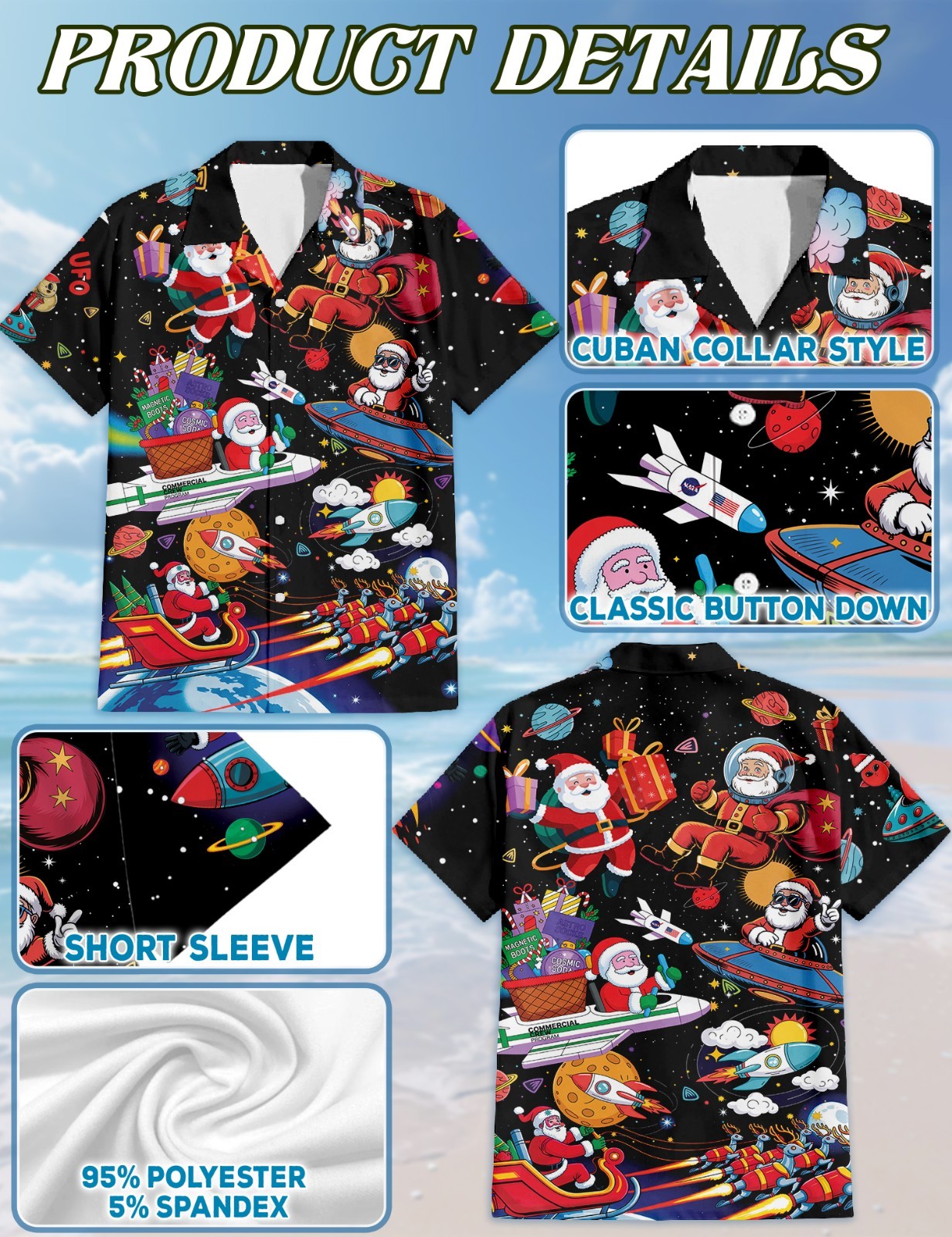 Santa Astronaut Hawaiian Shirt Space Christmas Galaxy Holiday Gift
