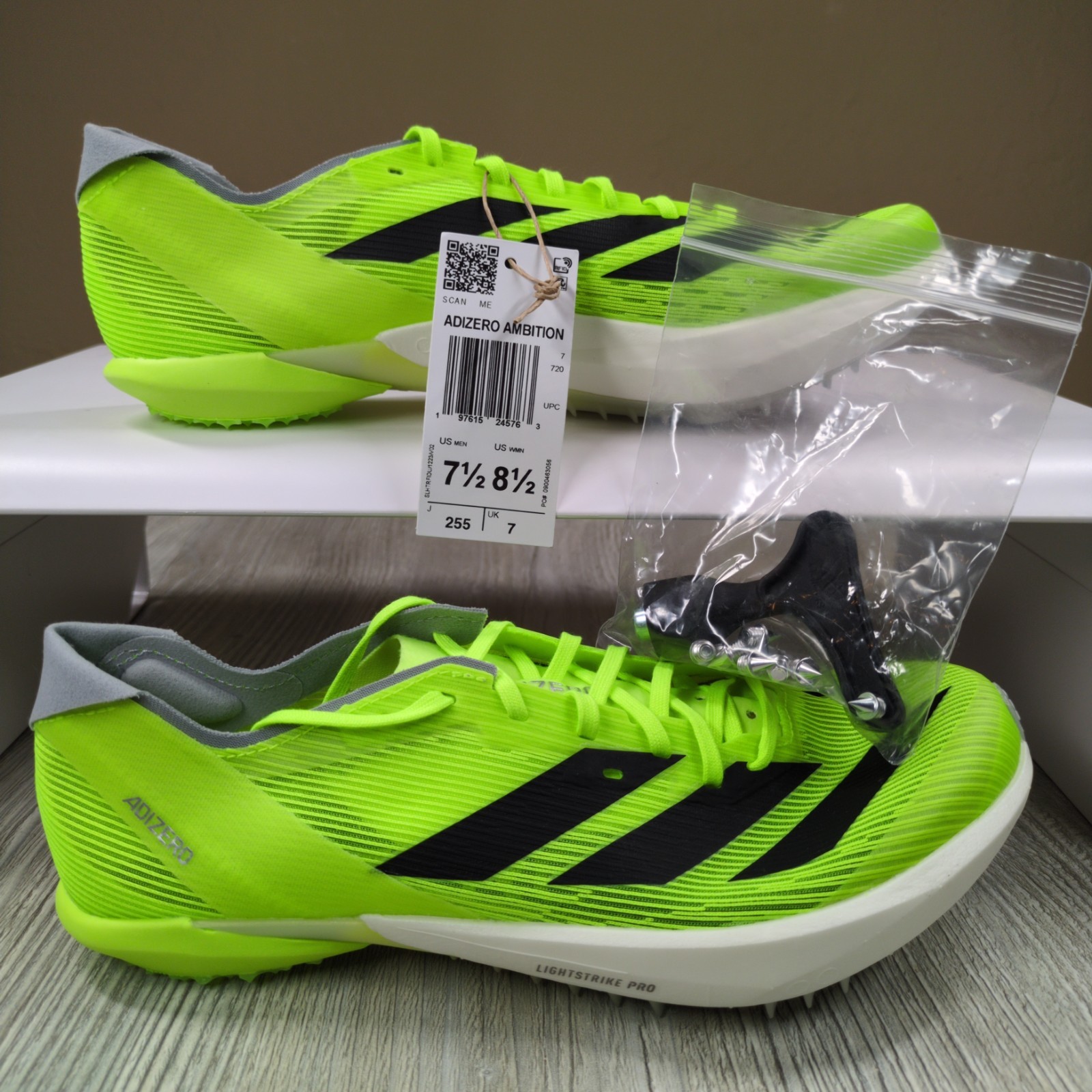 Adidas Adizero Ambition Track Spikes Lucid Green Mens Size 7.5 New IH5798
