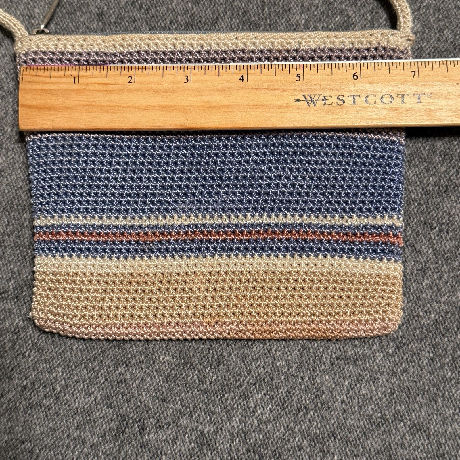 The Sak Crochet Crossbody Bag, Small, Striped Beige Blue Purple Pink Boho 2011