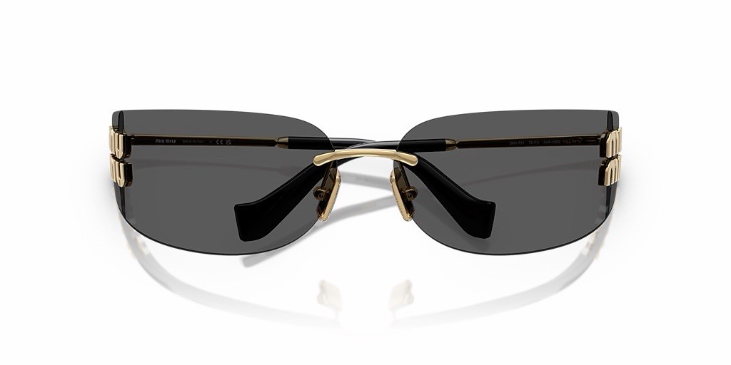 MIU MIU MU A51S 5AK5SO Gold Dark Grey Lens Women Wrap Sunglasses AUTHENTIC
