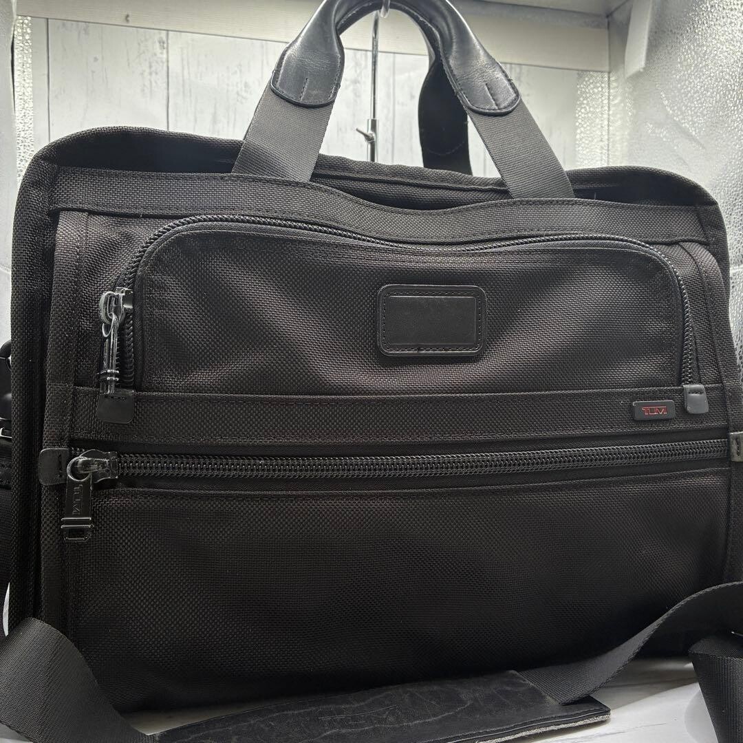 TUMI Alpha 2 Way Briefcase Black Ballistic Nylon Leather Handle 26130DH