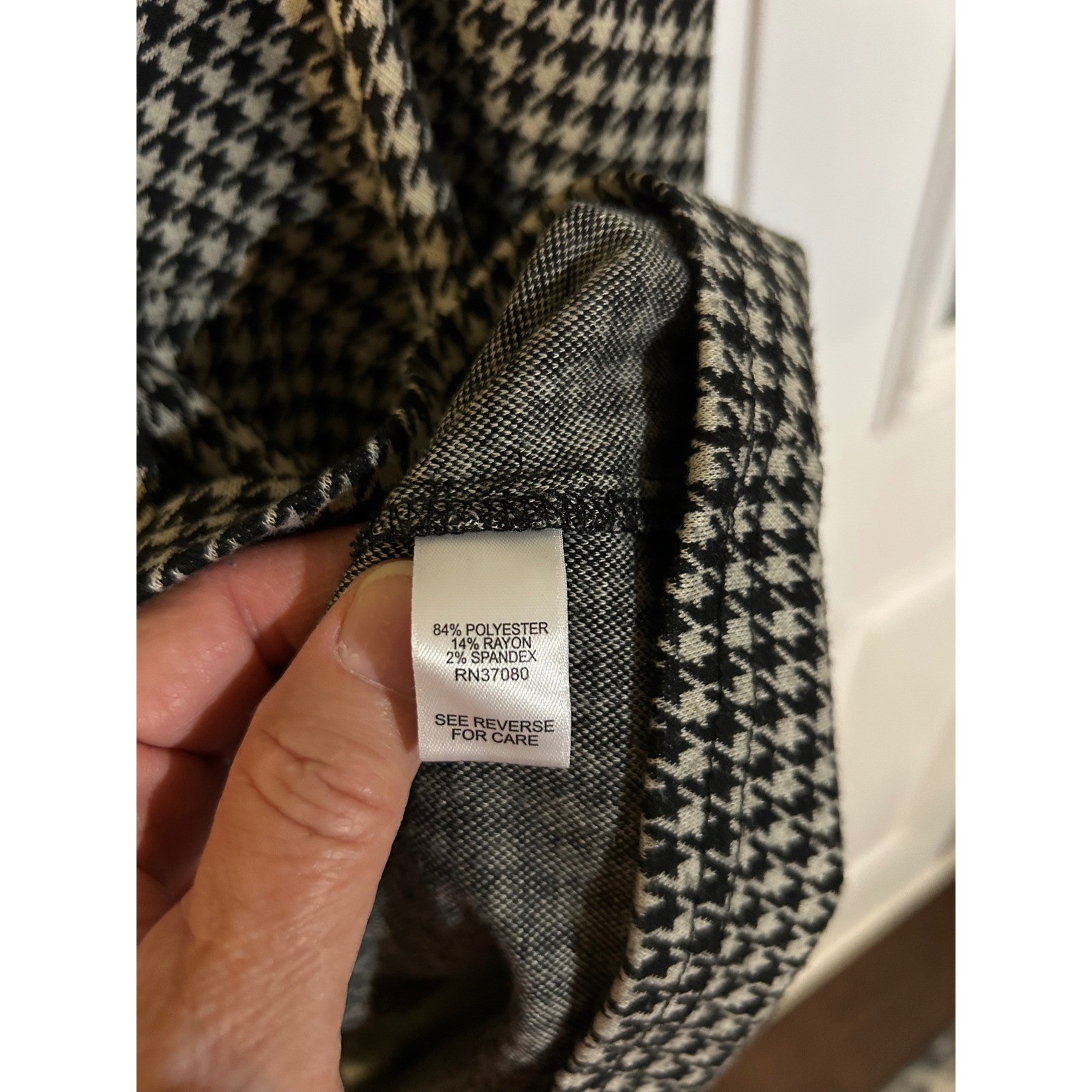 Cato Women B/W Houndstooth Square Neck Puff Sleeve Blouse Top Plus 18/20
