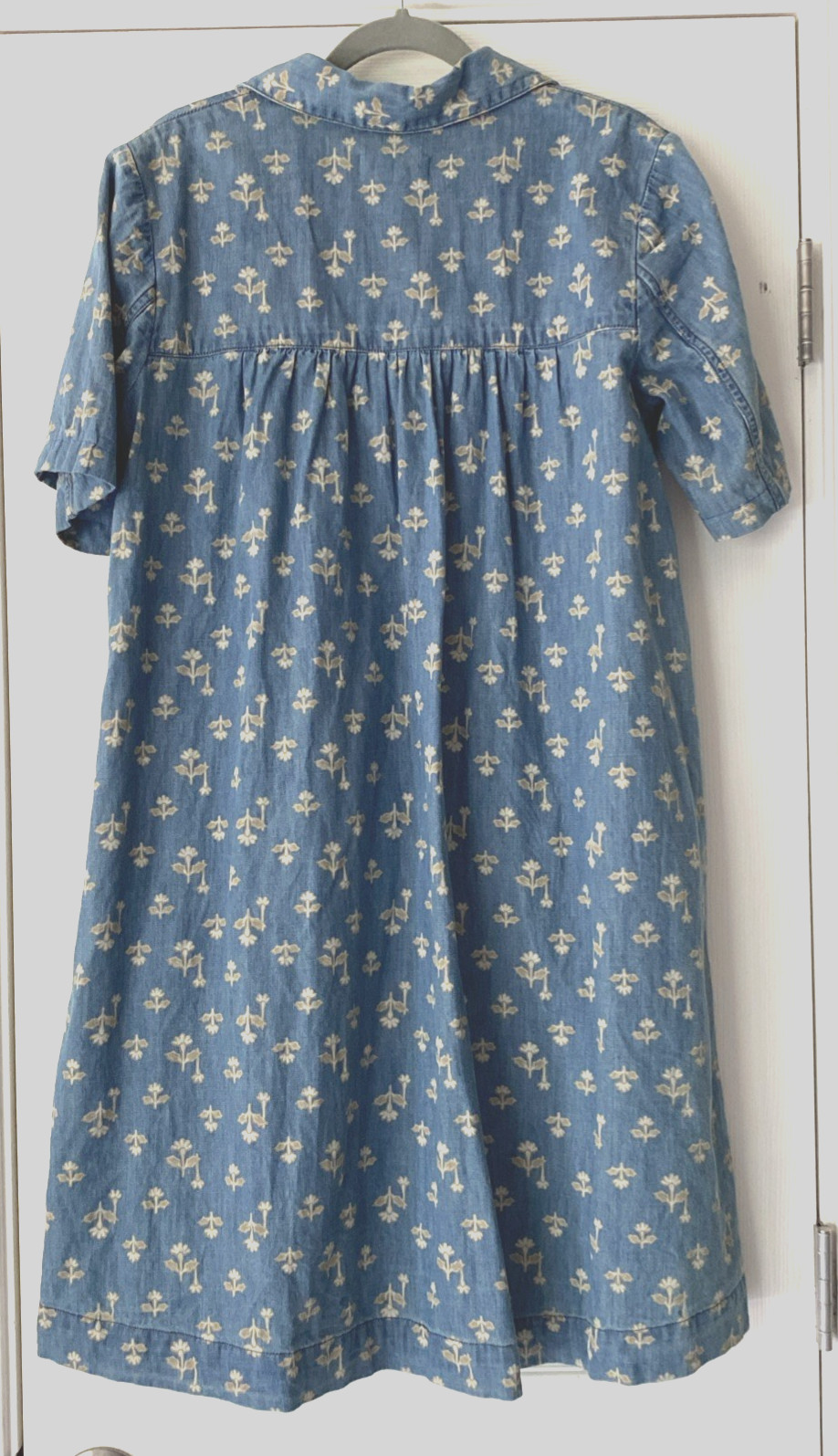 Womens Anthropologie Pilcro woodblock floral chambray denim dress Western Boho 6