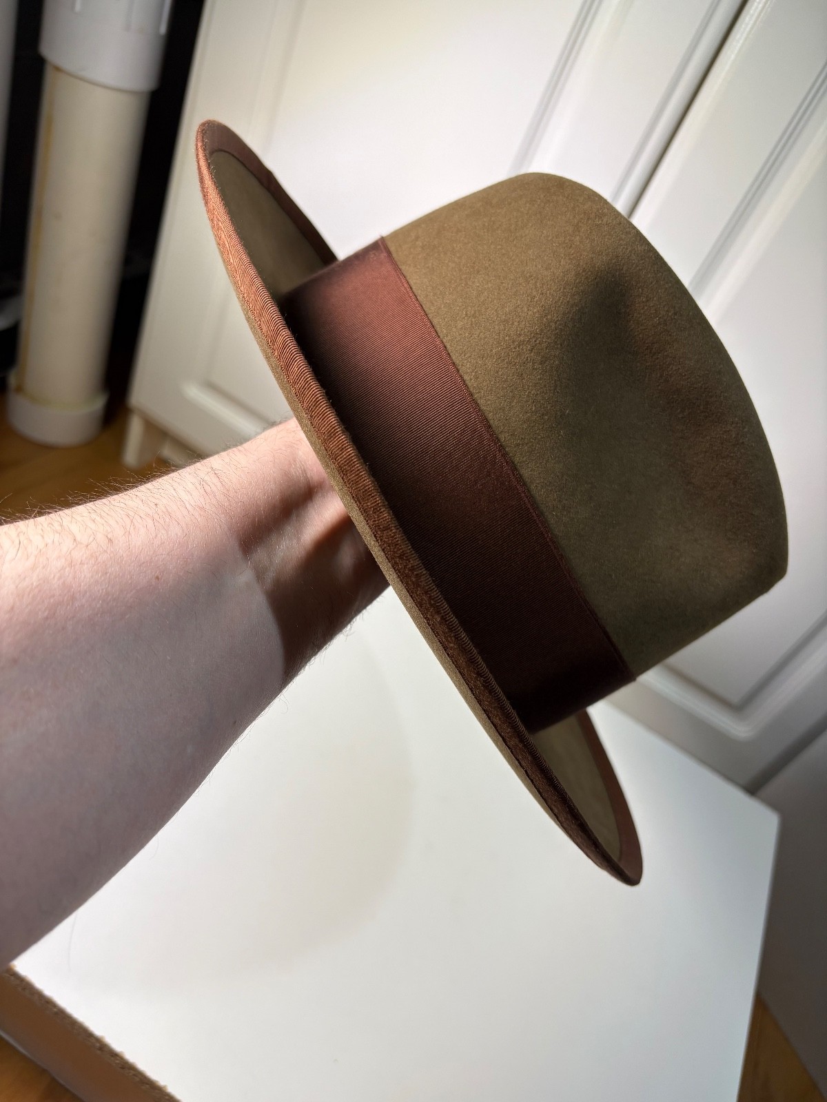 Gannon Hat Co Fedora, Whiskey, 7 1/4, Stetson, Pure Beaver Whippet Vintage Style