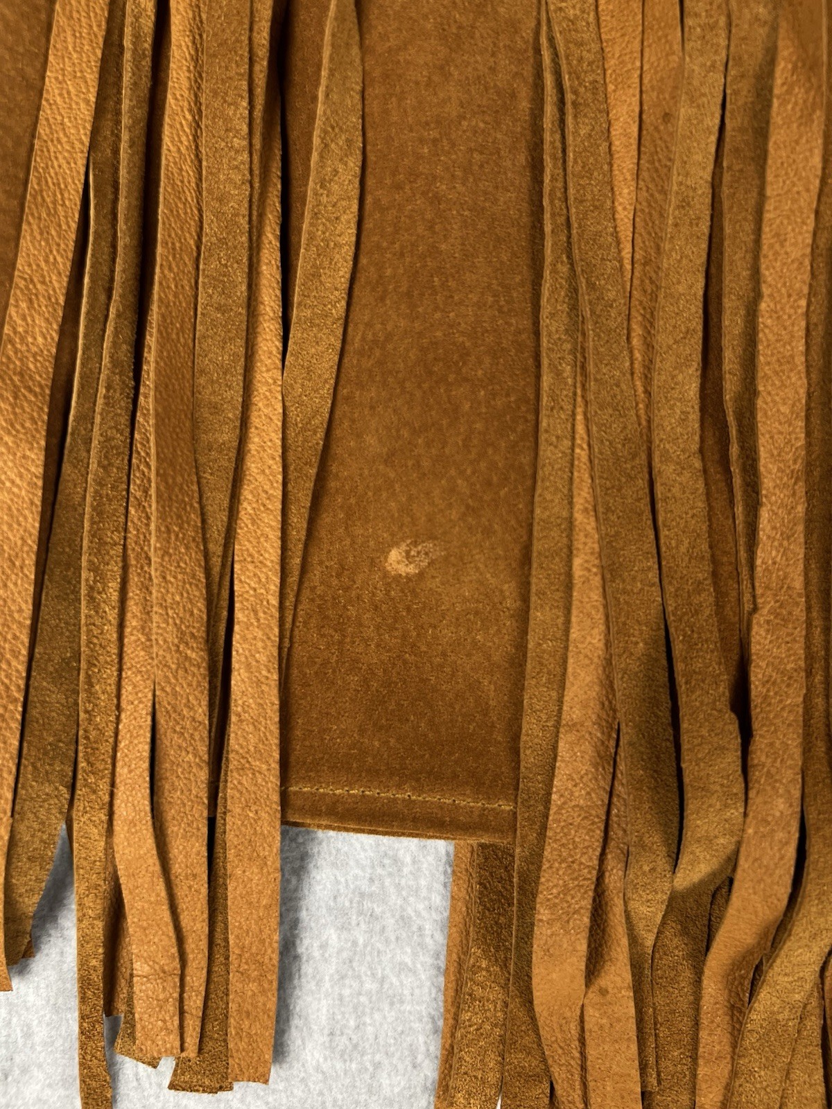 Cedars Vintage 100% Suede Leather Fringed Skirt in Gorgeous Brown 26.5” Waist