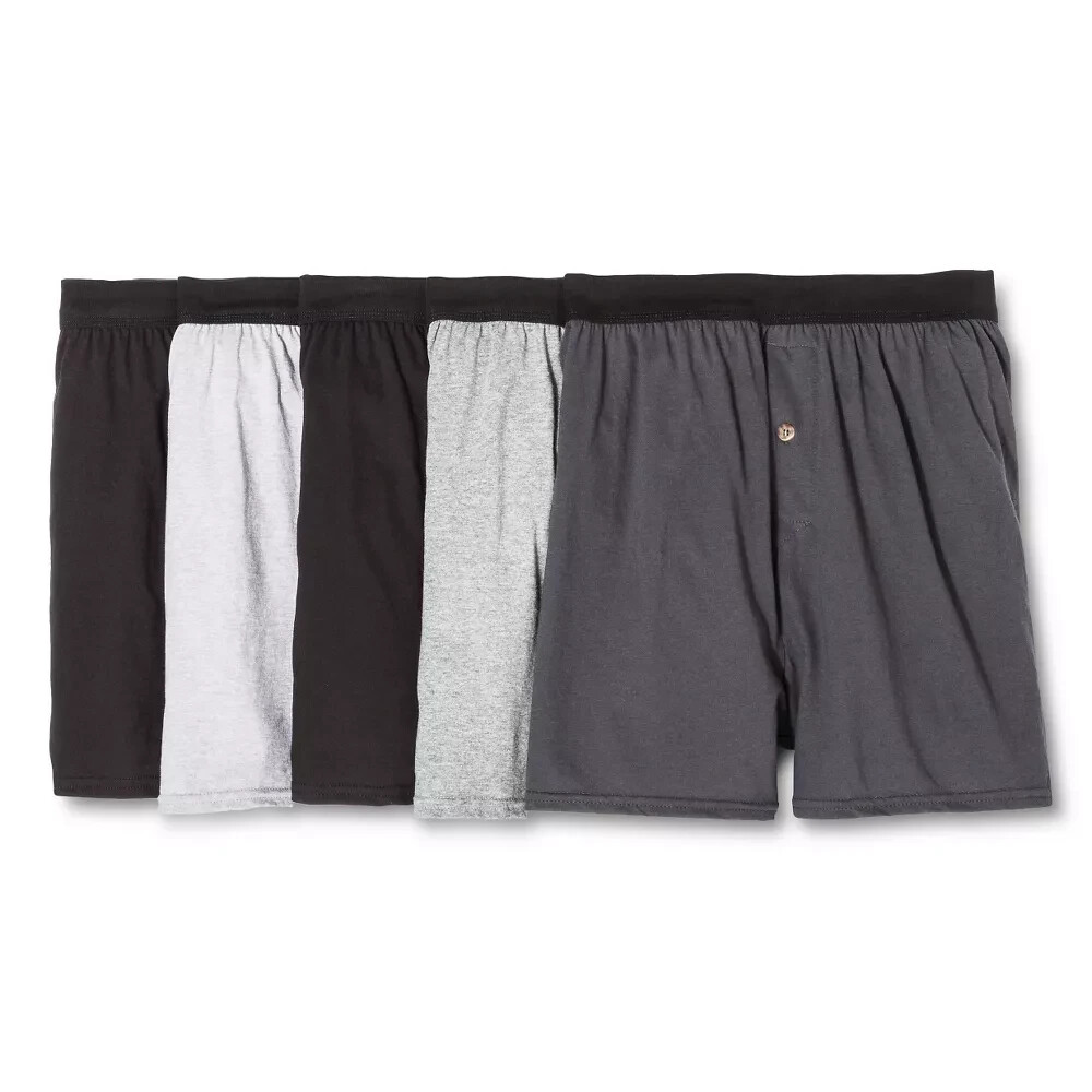 Hanes Men’s Knit Boxer Shorts 2 or 5pk – Black/Gray