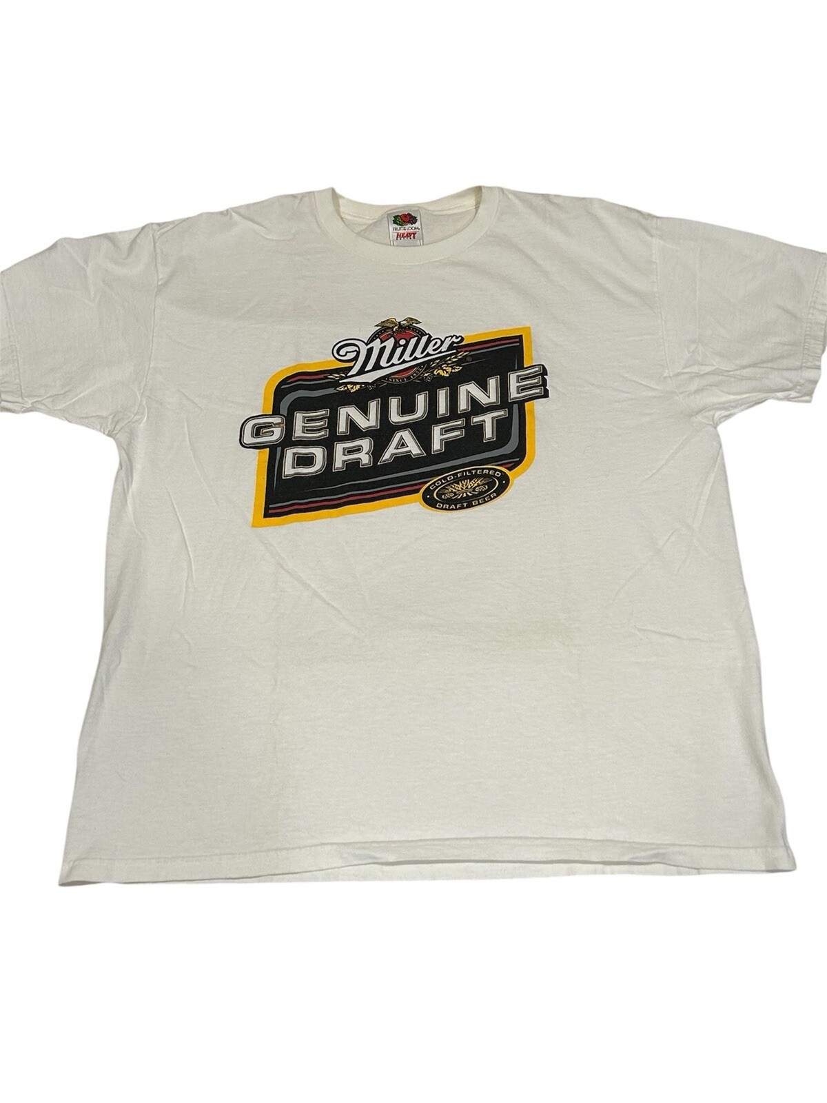 Miller Genuine Draft Shirt Mens XL White Fruit of the Loom Heavy Cotton MGD