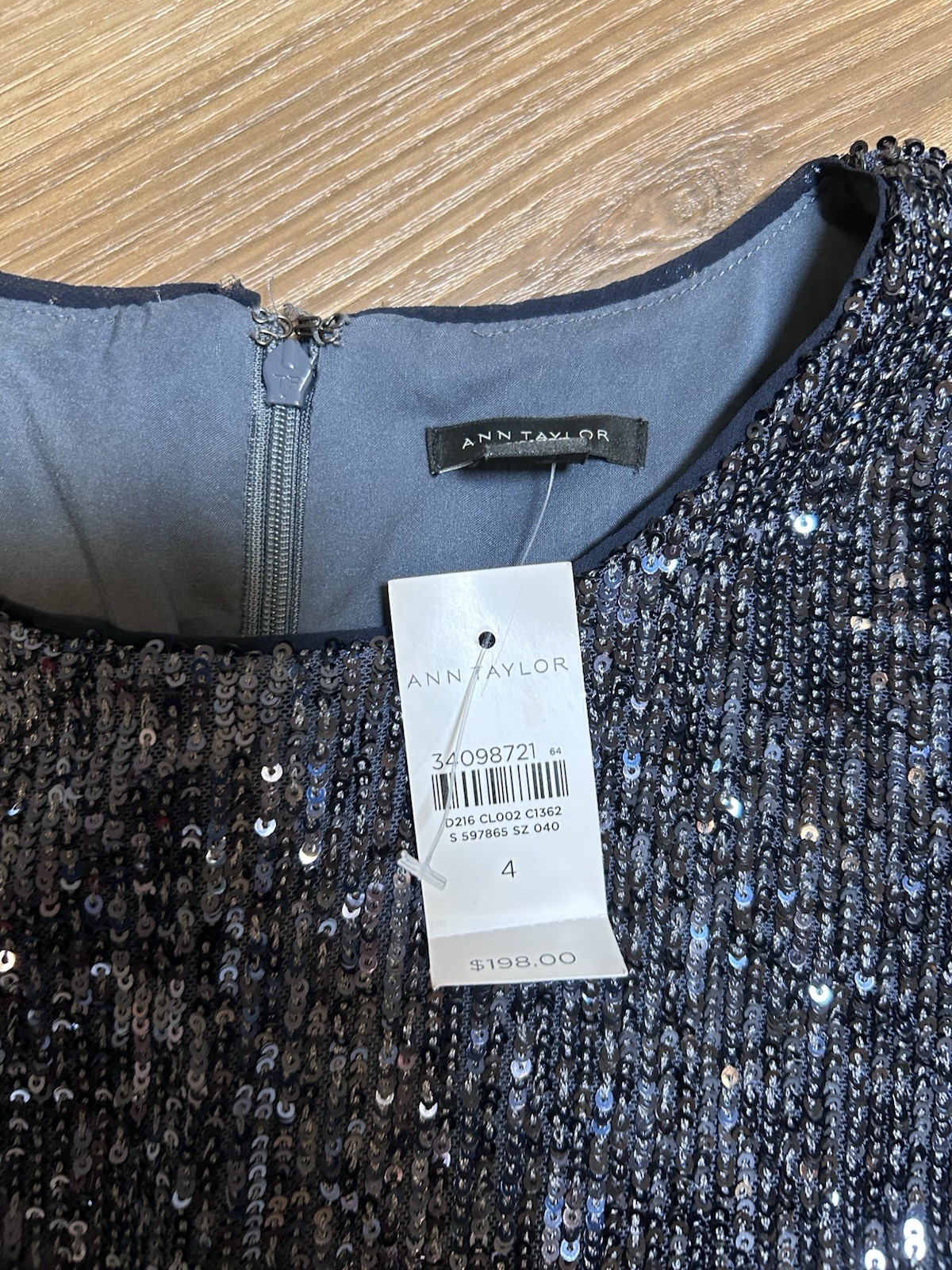 NWT ANN TAYLOR NIGHT SKY SEQUINs MIDI fit FLARE DRESS size 4 wedding formal