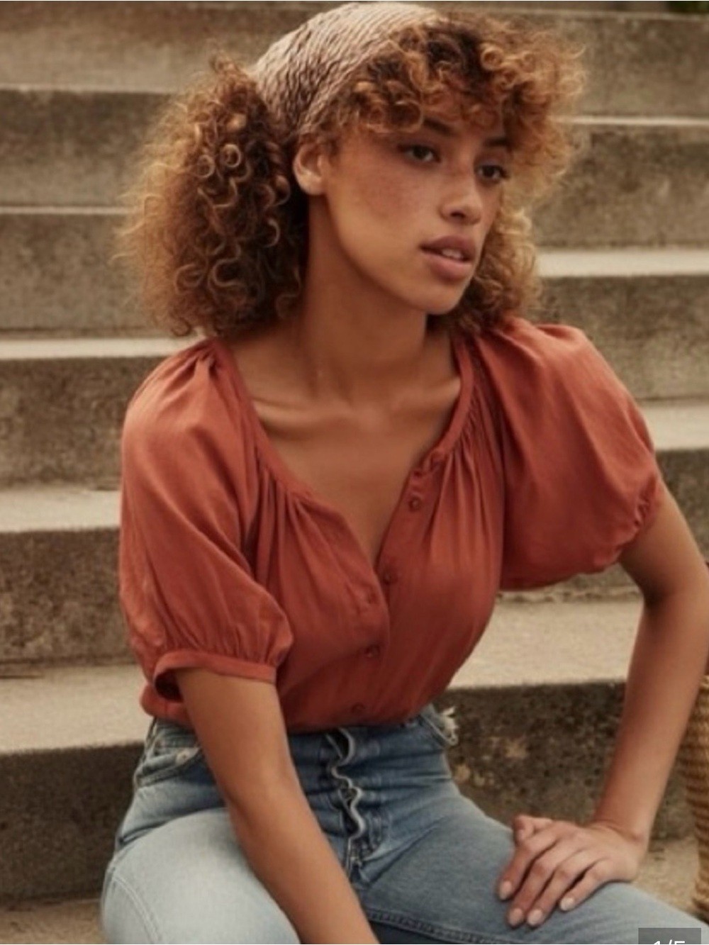Doen June Top Puff Sleeve in Tierra