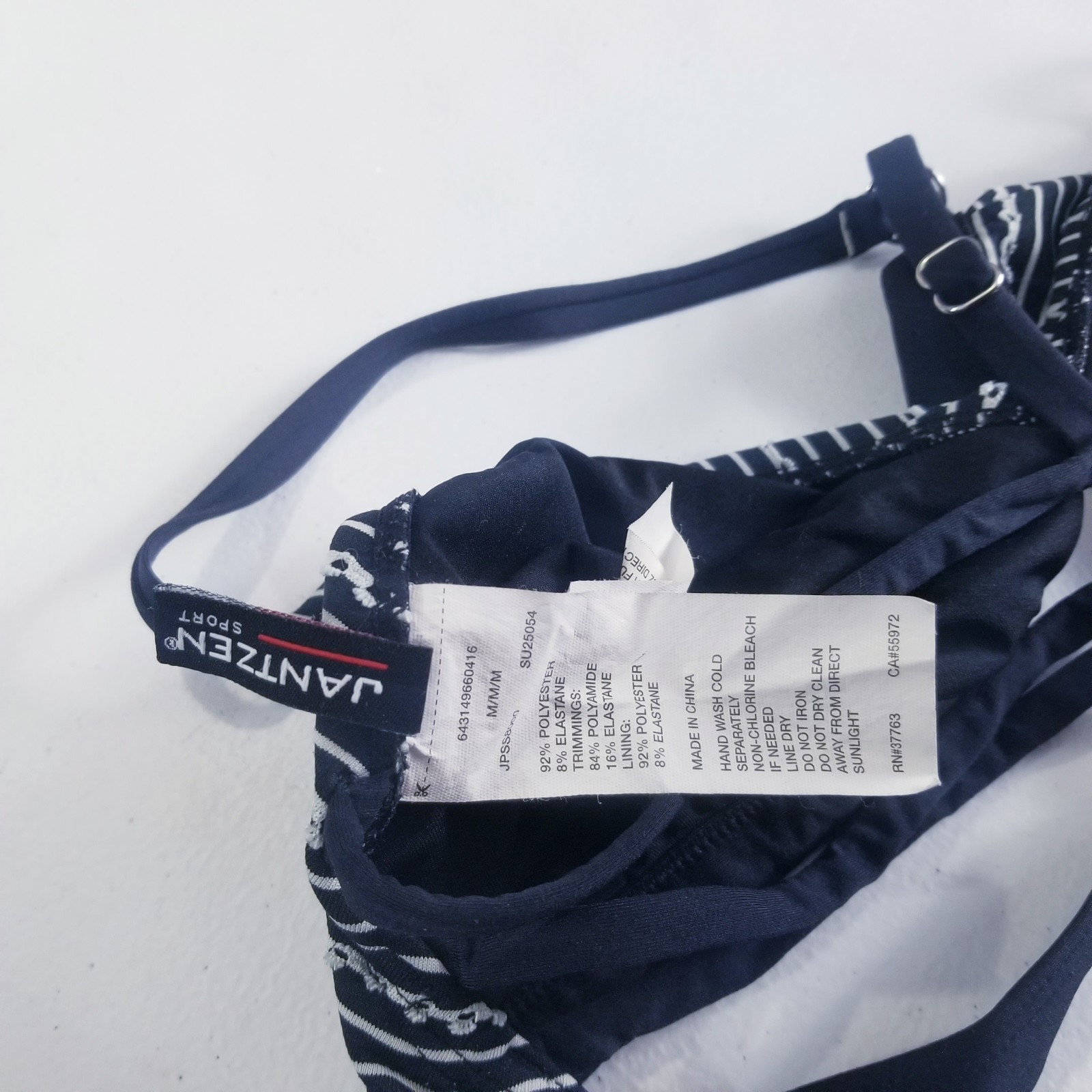 Jantzen Sport Bra Medium Black White Strappy Back Textured Activewear Yoga Gym