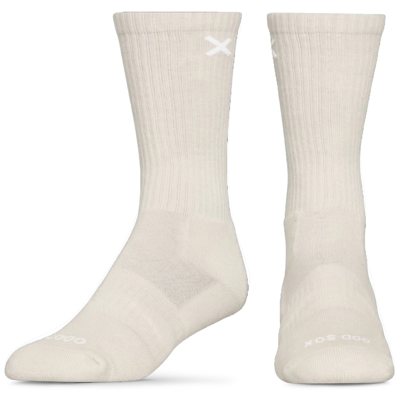 ODD SOX – Basix Tonal Off White Crew Socks – Medium – Athletic Cotton Blend