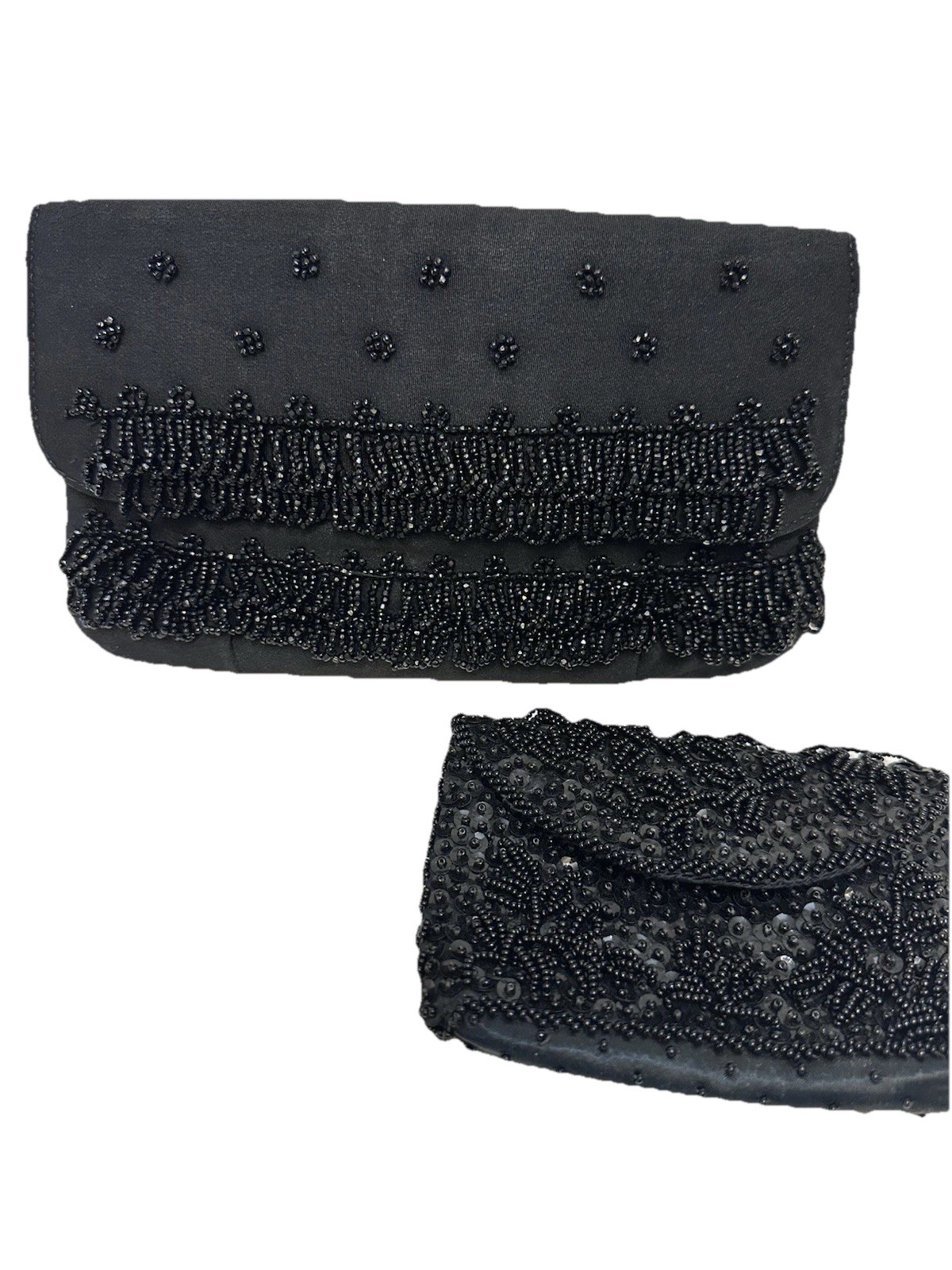 RARE Vintage Soure’ New York Black Beaded Handbag Collectible Hollywood Regency+