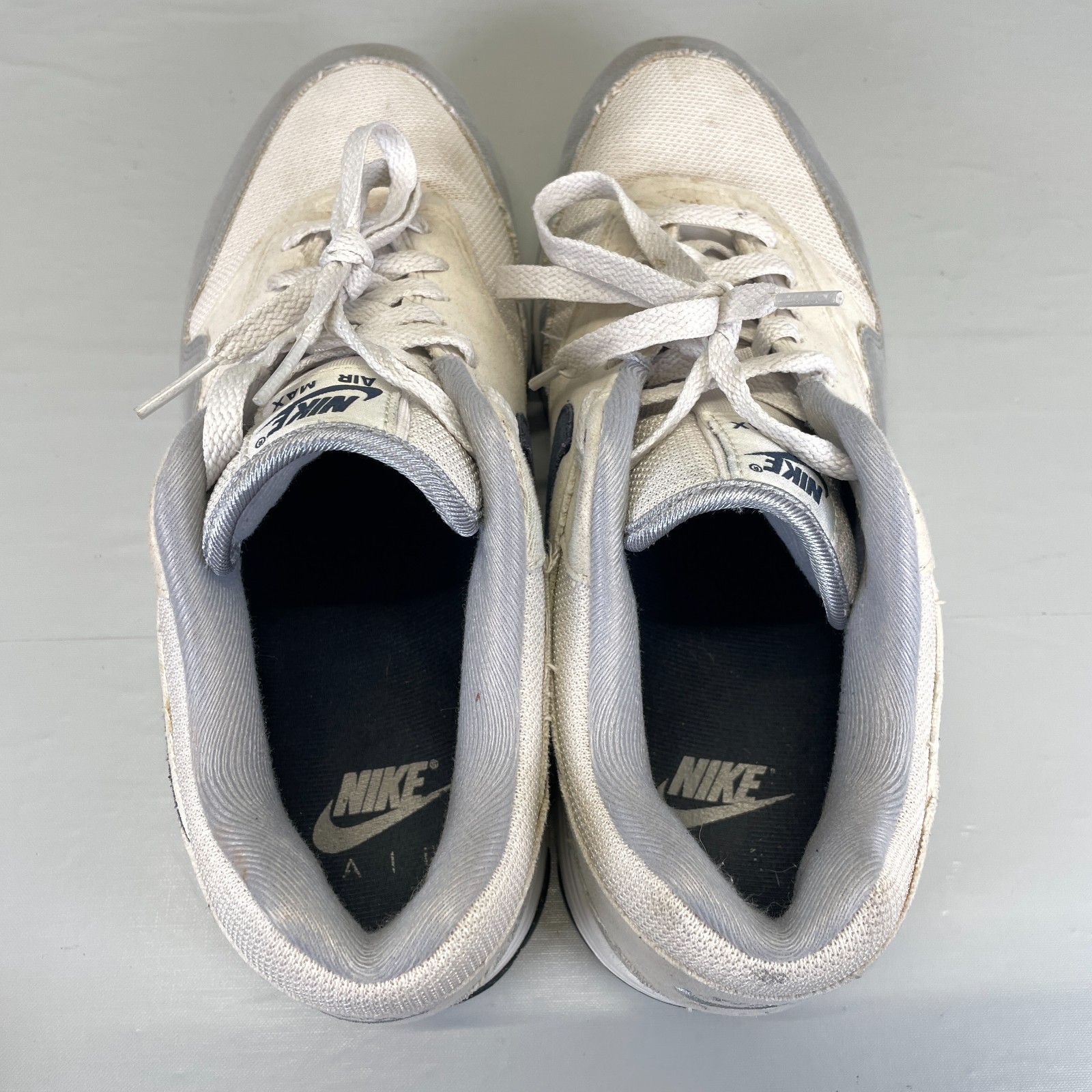 Nike Air Max 1 Shoes Mens Size 10 Gray White Mesh Suede Lace Up Athletic Sneaker