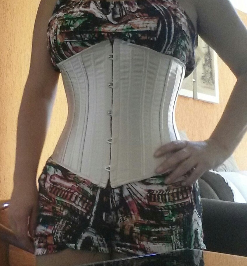 28X Spiral Steel Boned Waist Trainer Satin Lace Underbust Corset Torso Shapewear