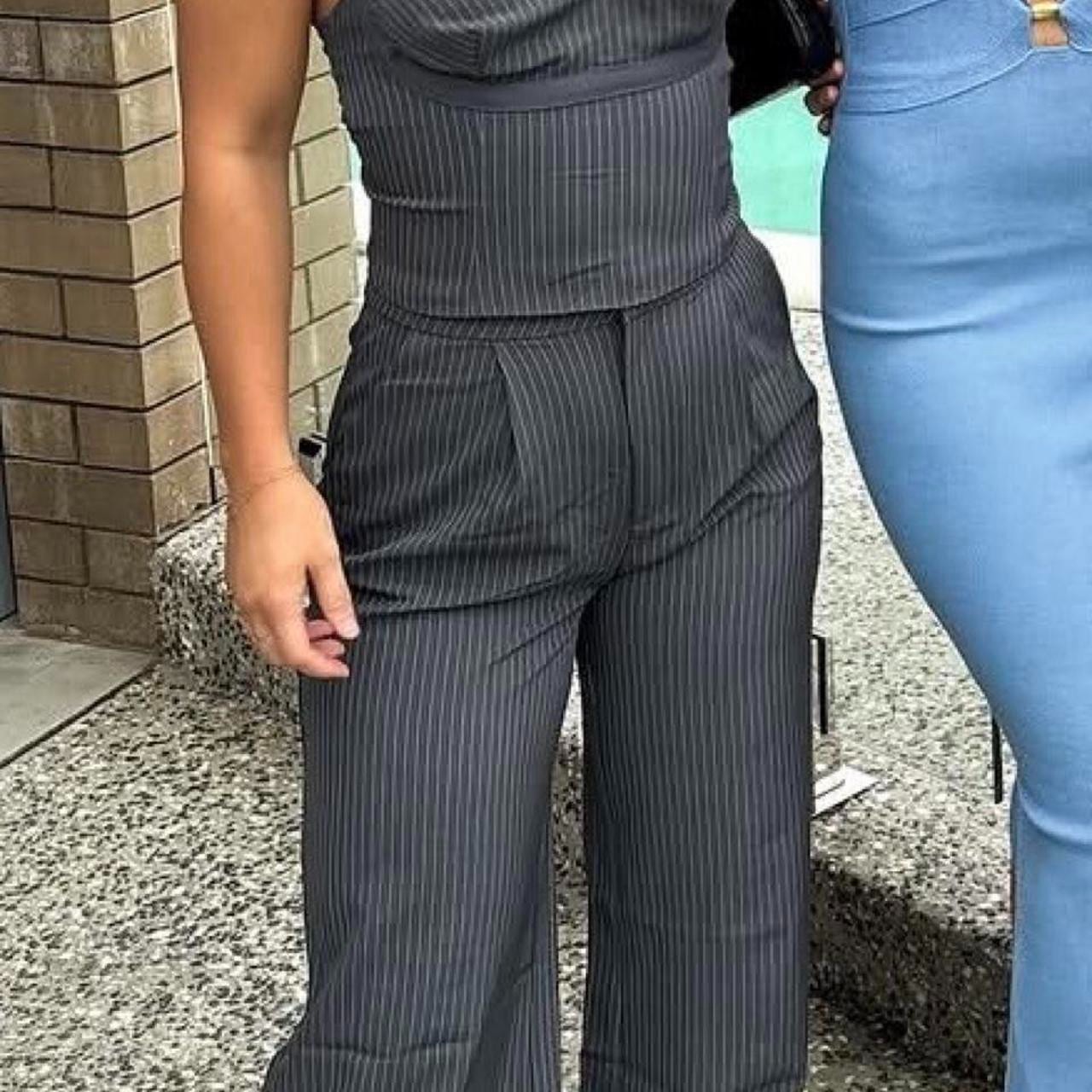 Princess Polly grey pinstripe super cute top – matching pants not included