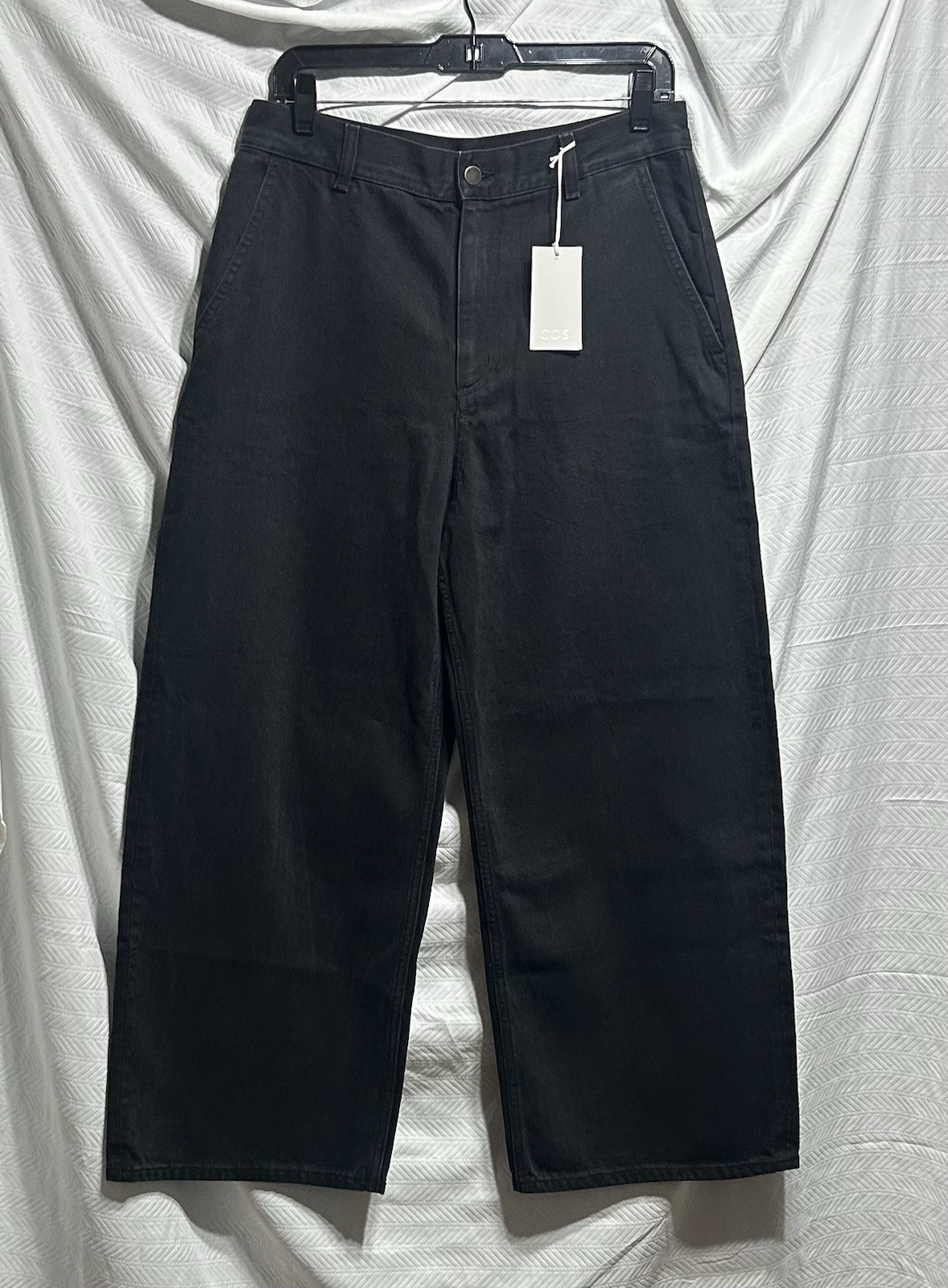 COS Mid Rise Wide Leg Black One Back Pocket Denim Jeans Pants Size 28