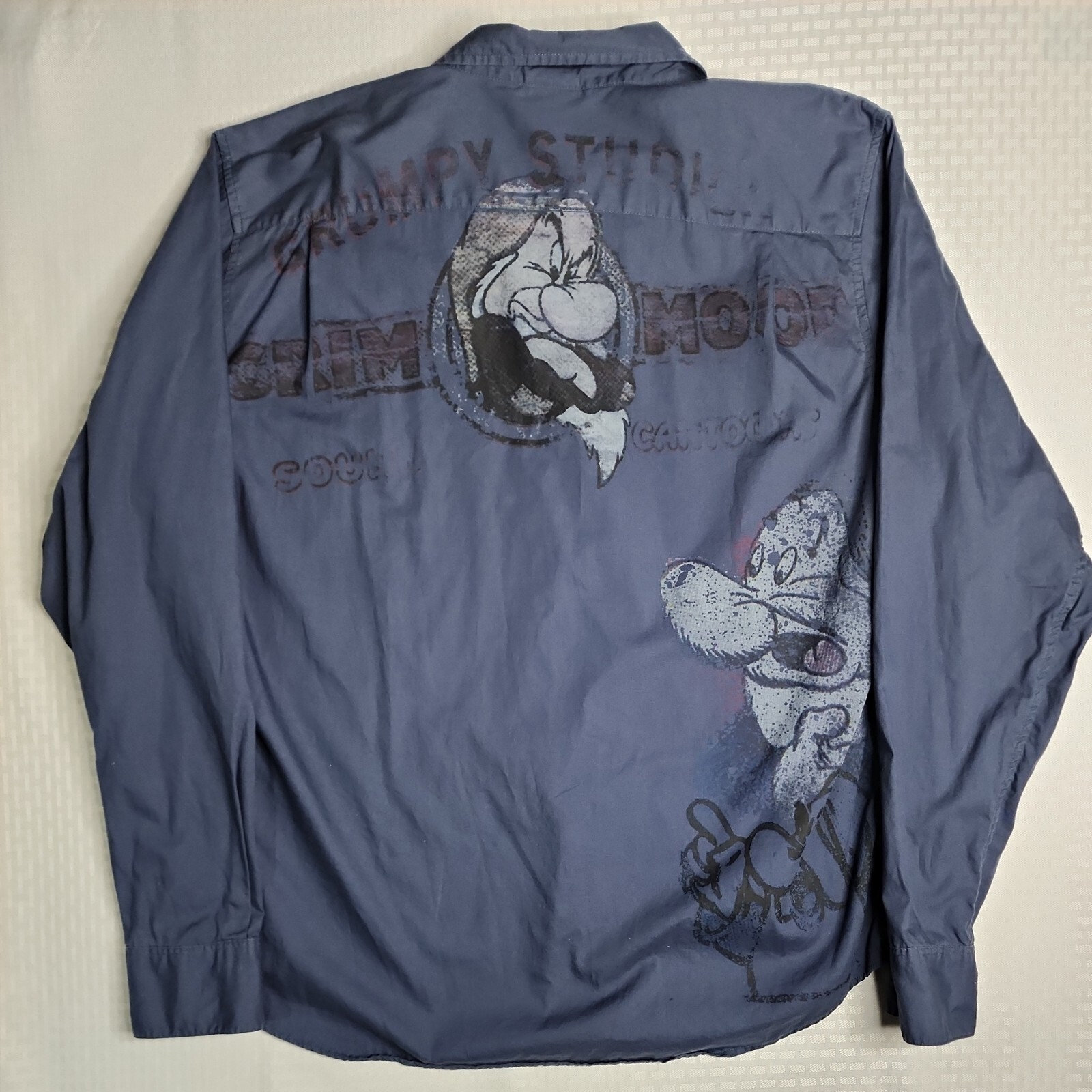 Disney Grumpy Button Up Shirt XL Blue Long Sleeve Grumpy Dwarf Snow White