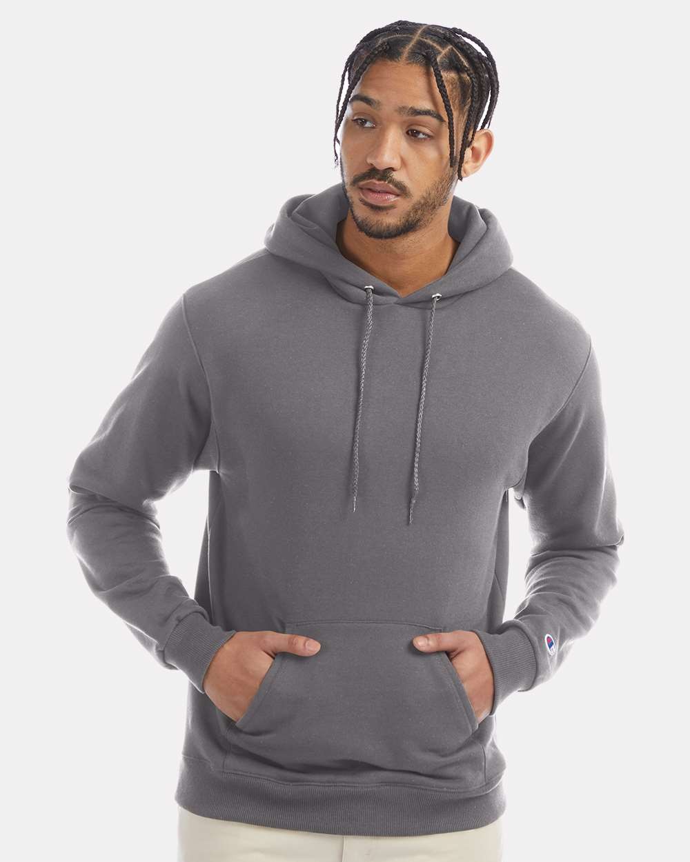 🔥 Champion Powerblend Hooded 50/50 Pouch Pocket Sweatshirt S700 Stone Grey XL