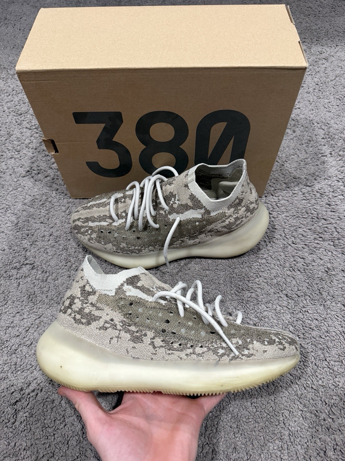 adidas Yeezy Boost 380 Pyrite Gray Primeknit Low Top Sneakers GZ0473 Men