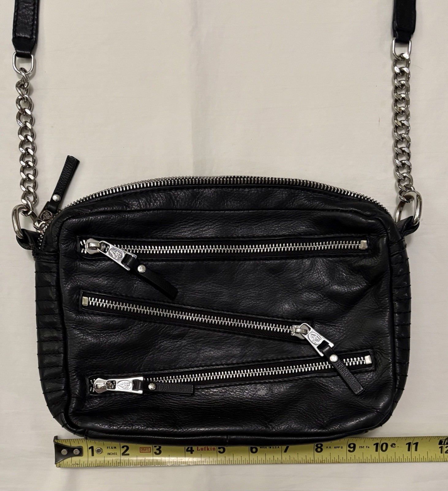 ASH Leather Crossbody Sling Bag Black Soft 10x7x3