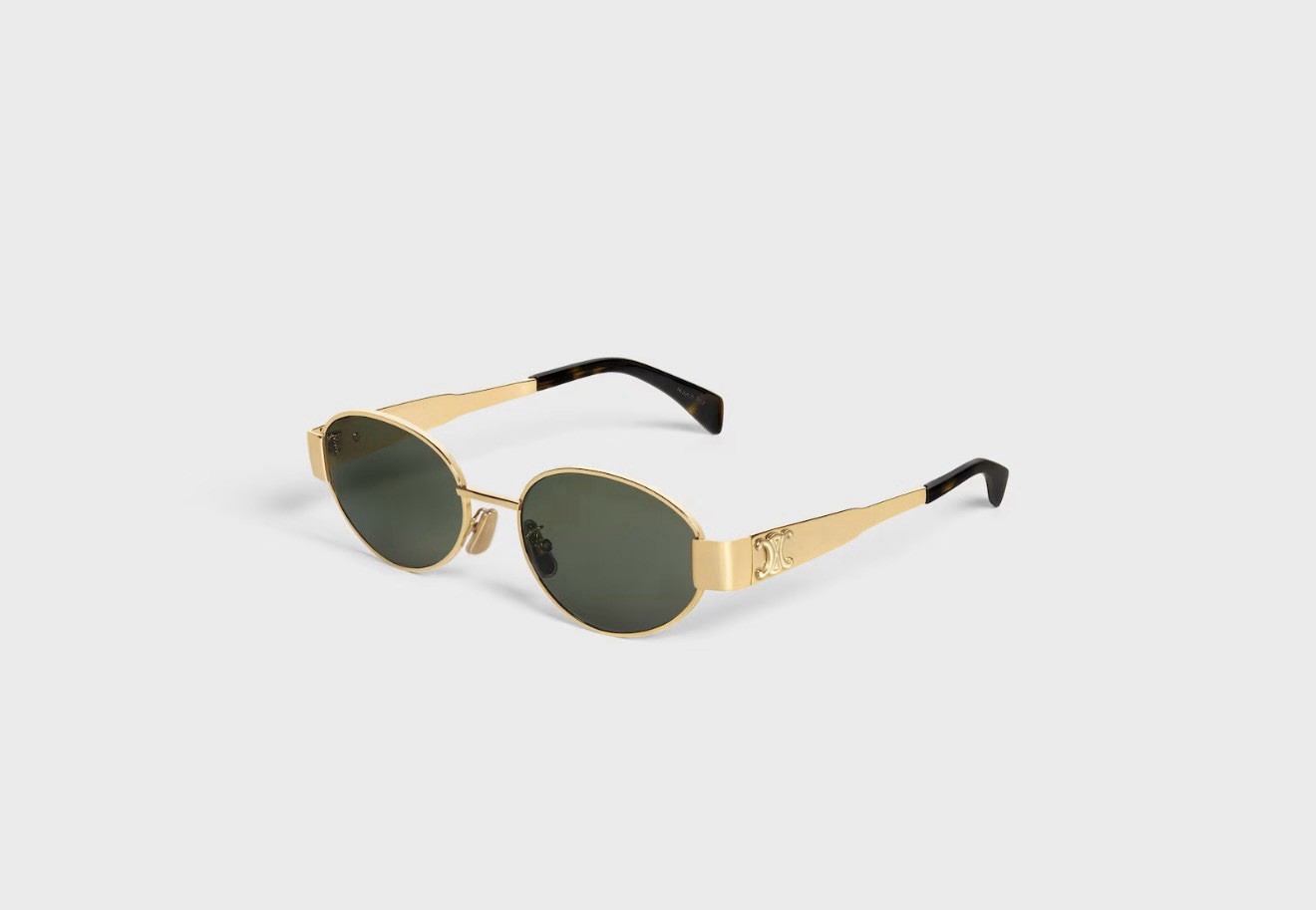 Celine Triomphe Oval Sunglasses Metal Gold Green