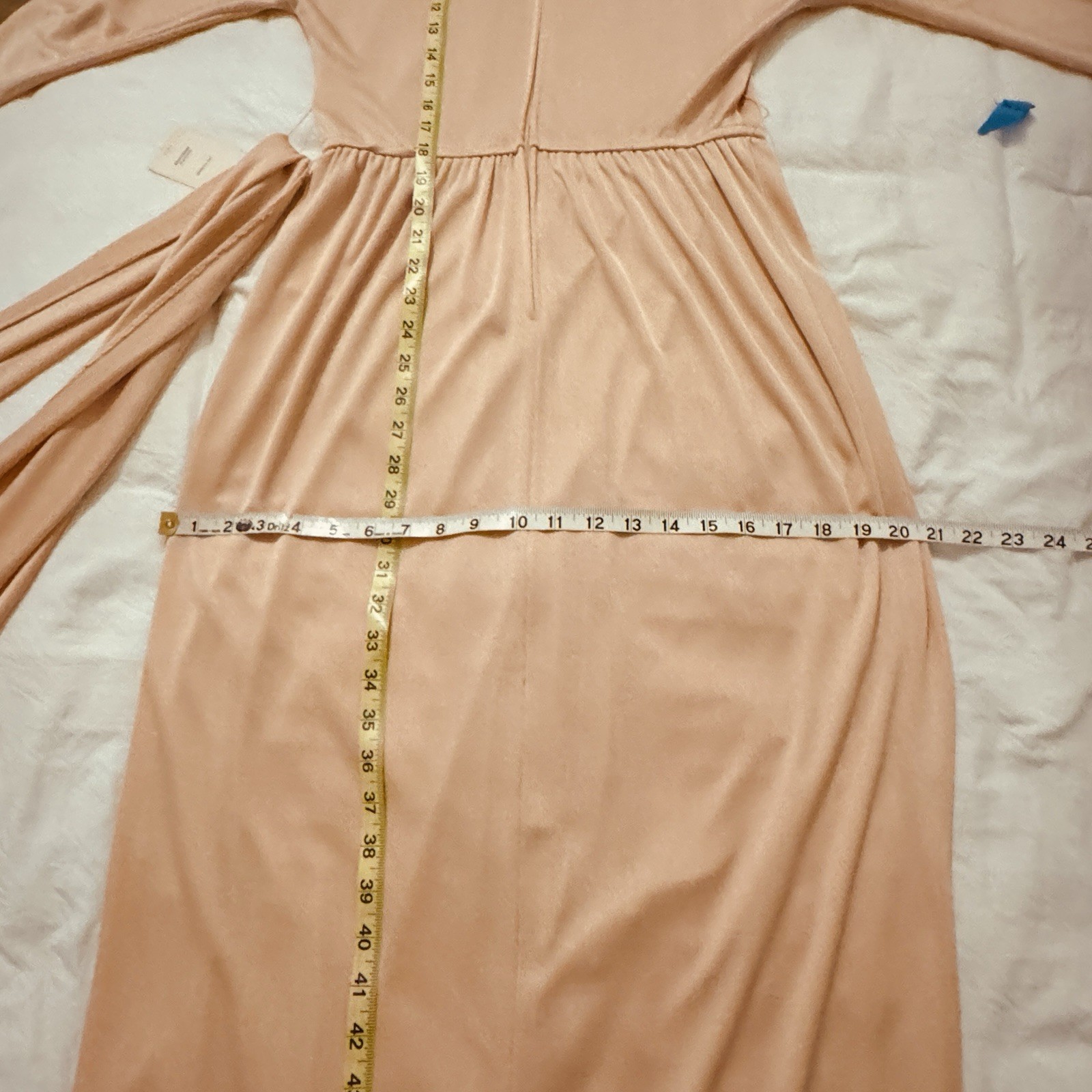 Vintage 70’s NWT Rona NY Peach Gown ILGWU Dress Slinky Tulip Sz 12 Neiman Marcus