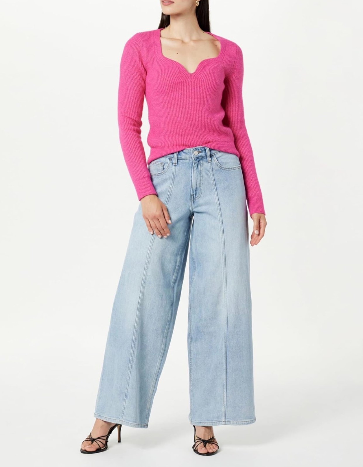 NWT The Drop Frida Relaxed Fit Wide Leg High Rise Light Indigo Jeans Size 30