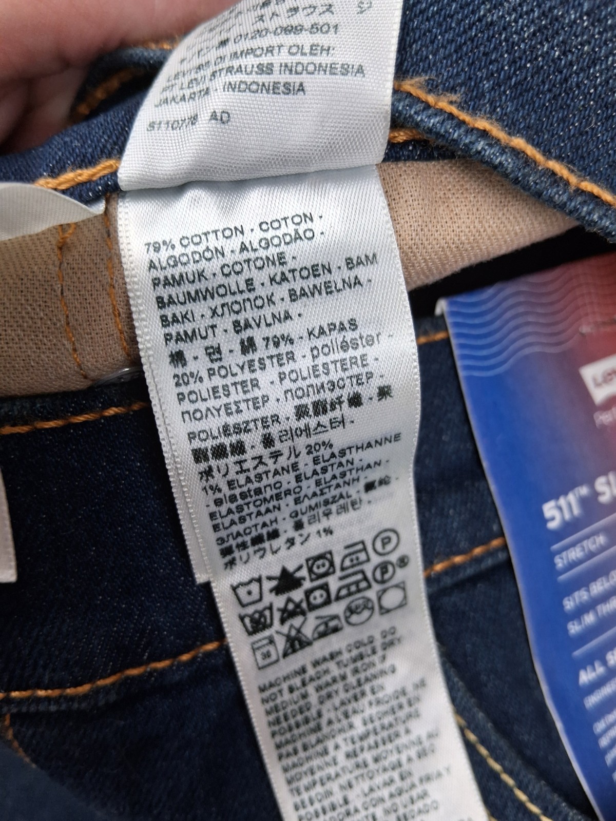 Levi’s 511 Slim Jeans Mens 32×32 Fit Blue All Seasons Tech Stretch Dark Wash NEW