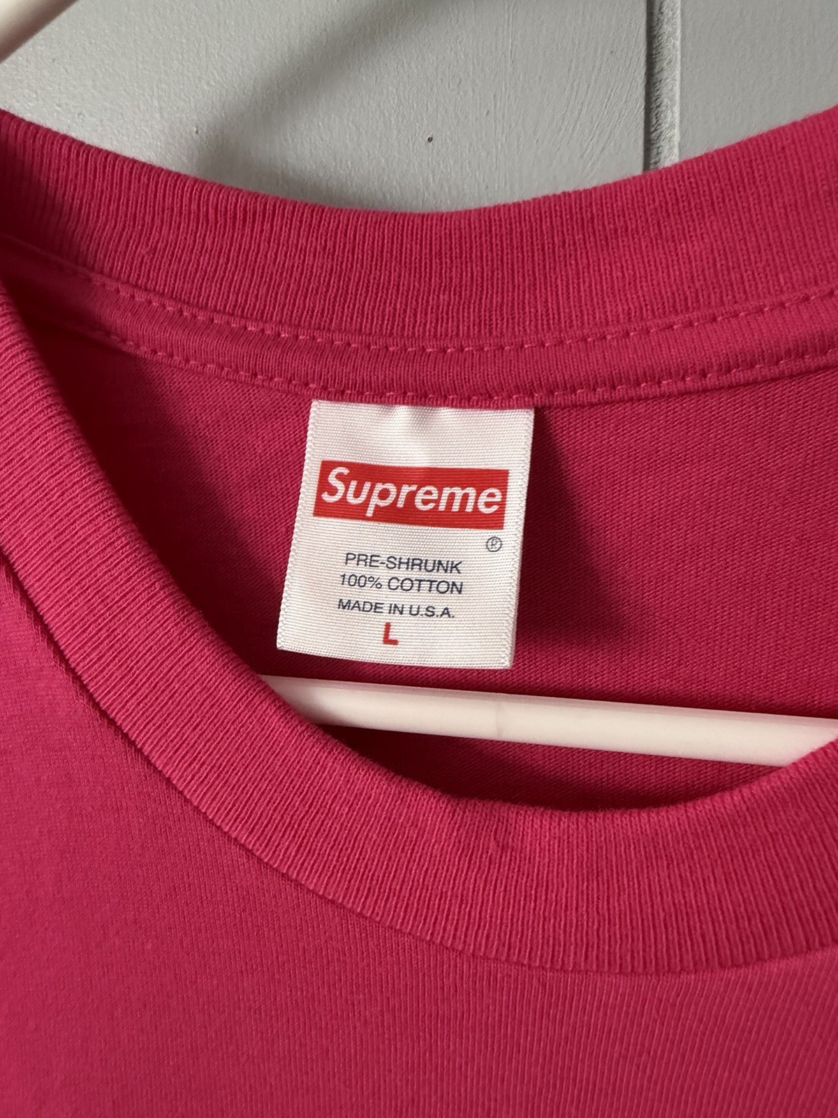 Supreme x Thrasher Pink Graphic Logo Tee Men’s L Crew Neck, Short Sleeve