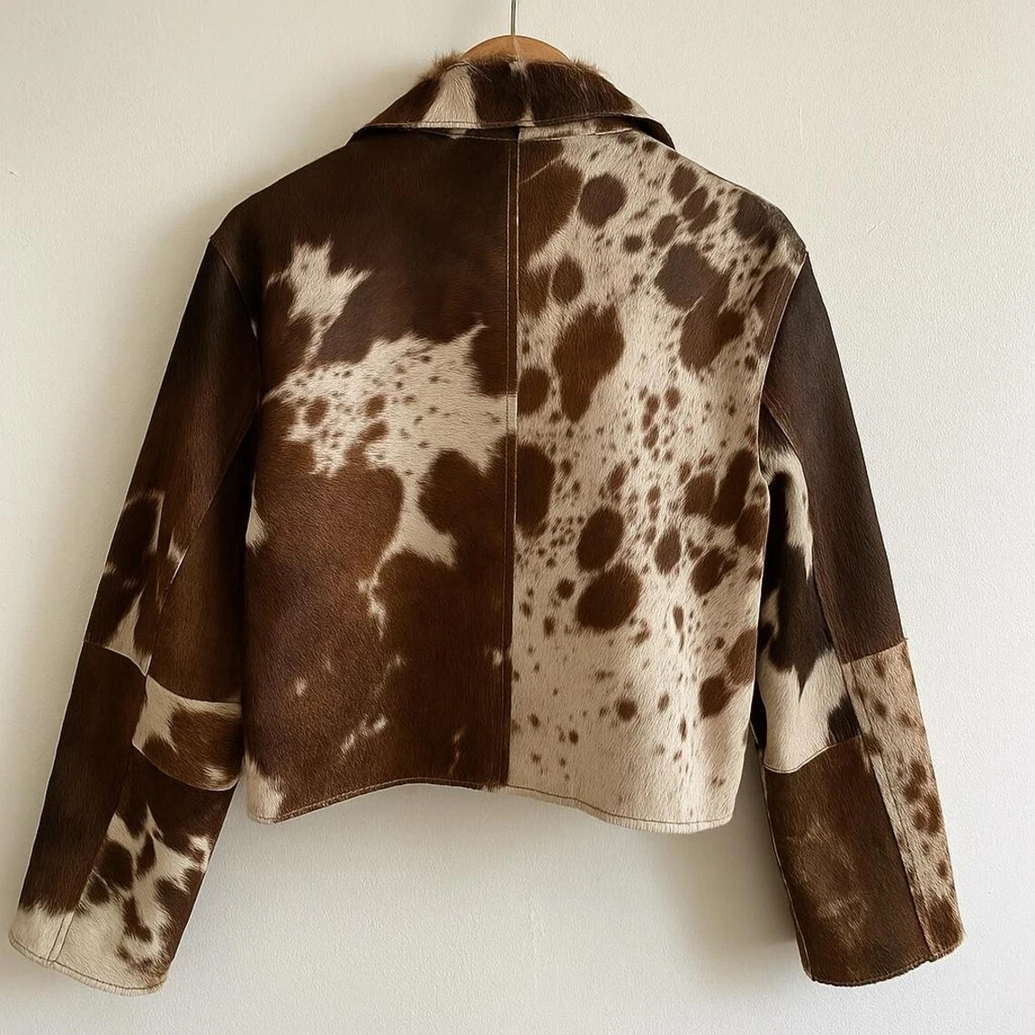 Genuine Cowhide Leather Jacket for Women | Natural Hair-On Cow Skin Fashion Coat